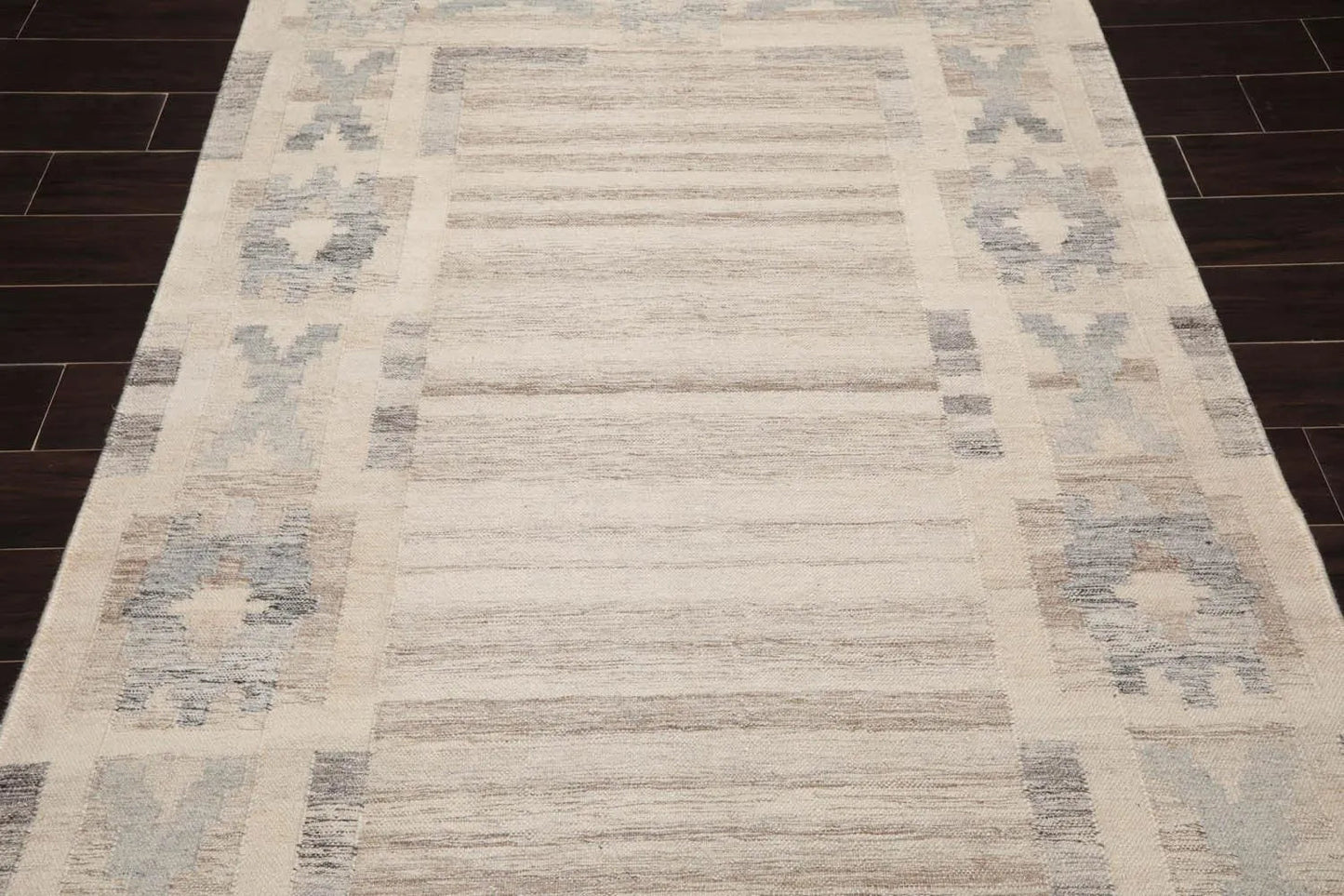 5' x 8' Hand Woven Wool Southwestern Flatweave Kilim Oriental Area Rug Beige-4