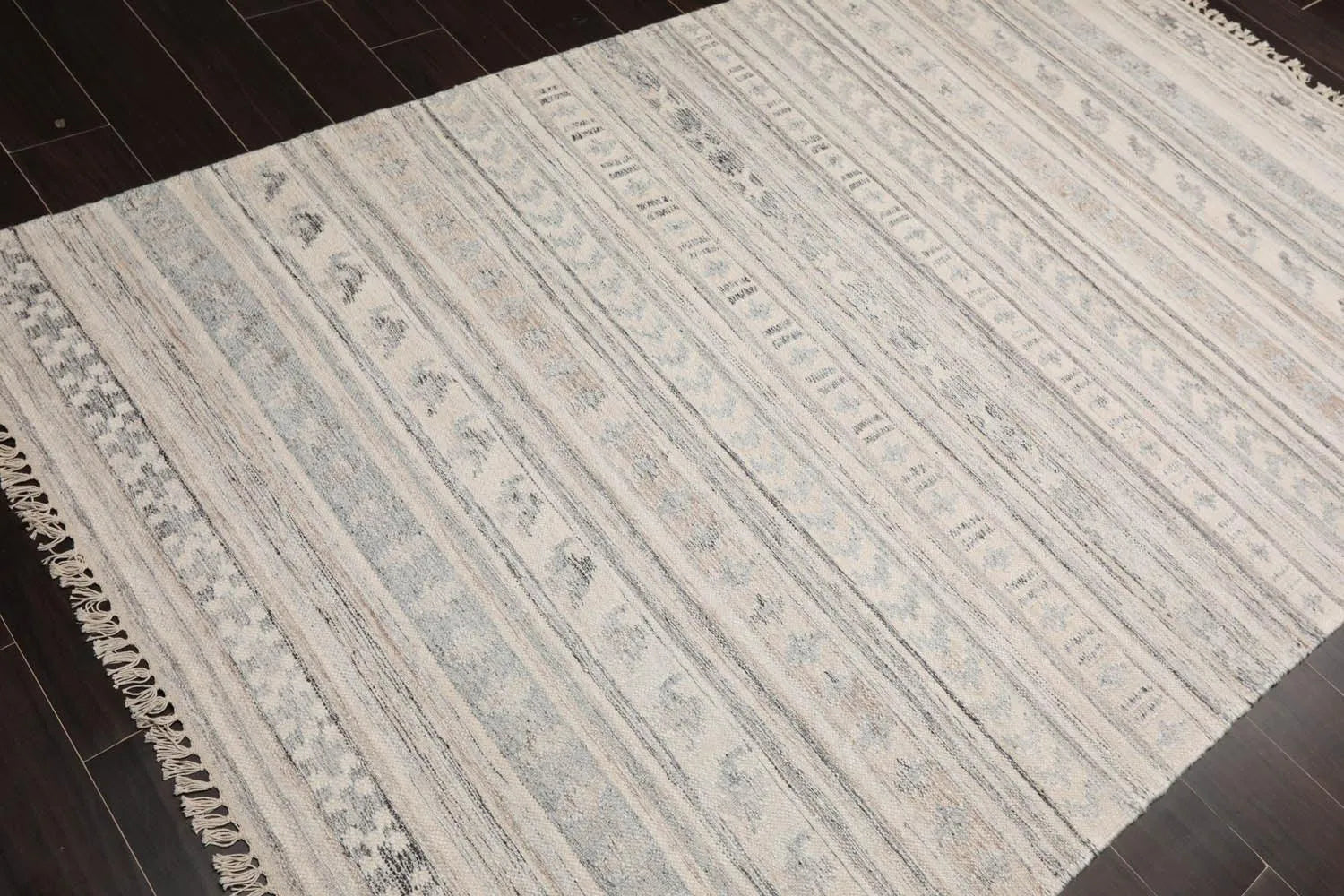 5' x 8' Hand Woven Wool Southwestern Flatweave Kilim Oriental Area Rug Beige-3