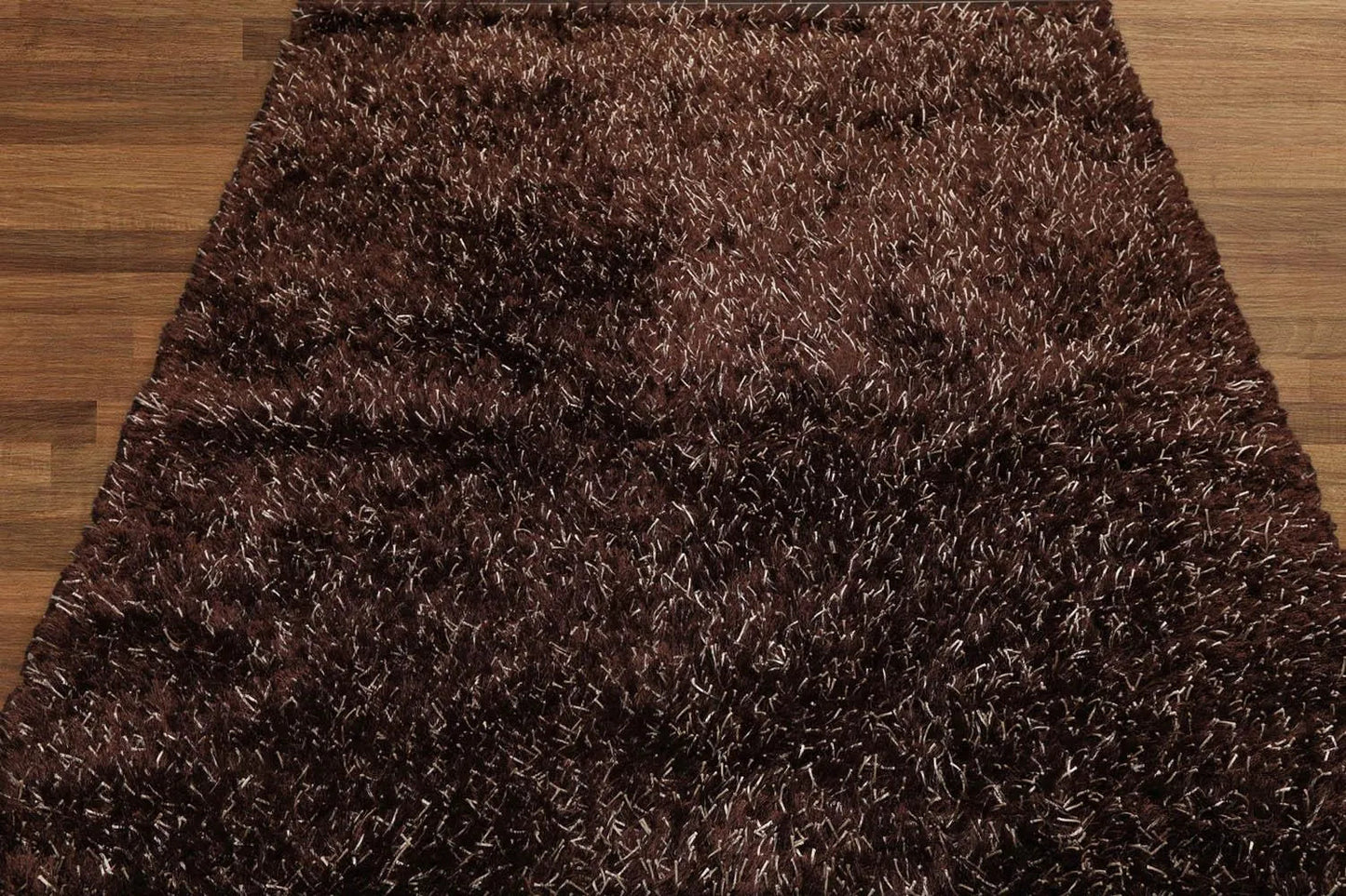 Multi Size Chocolate, White Hand Made Shag Polyester Modern Oriental Area Rug-4