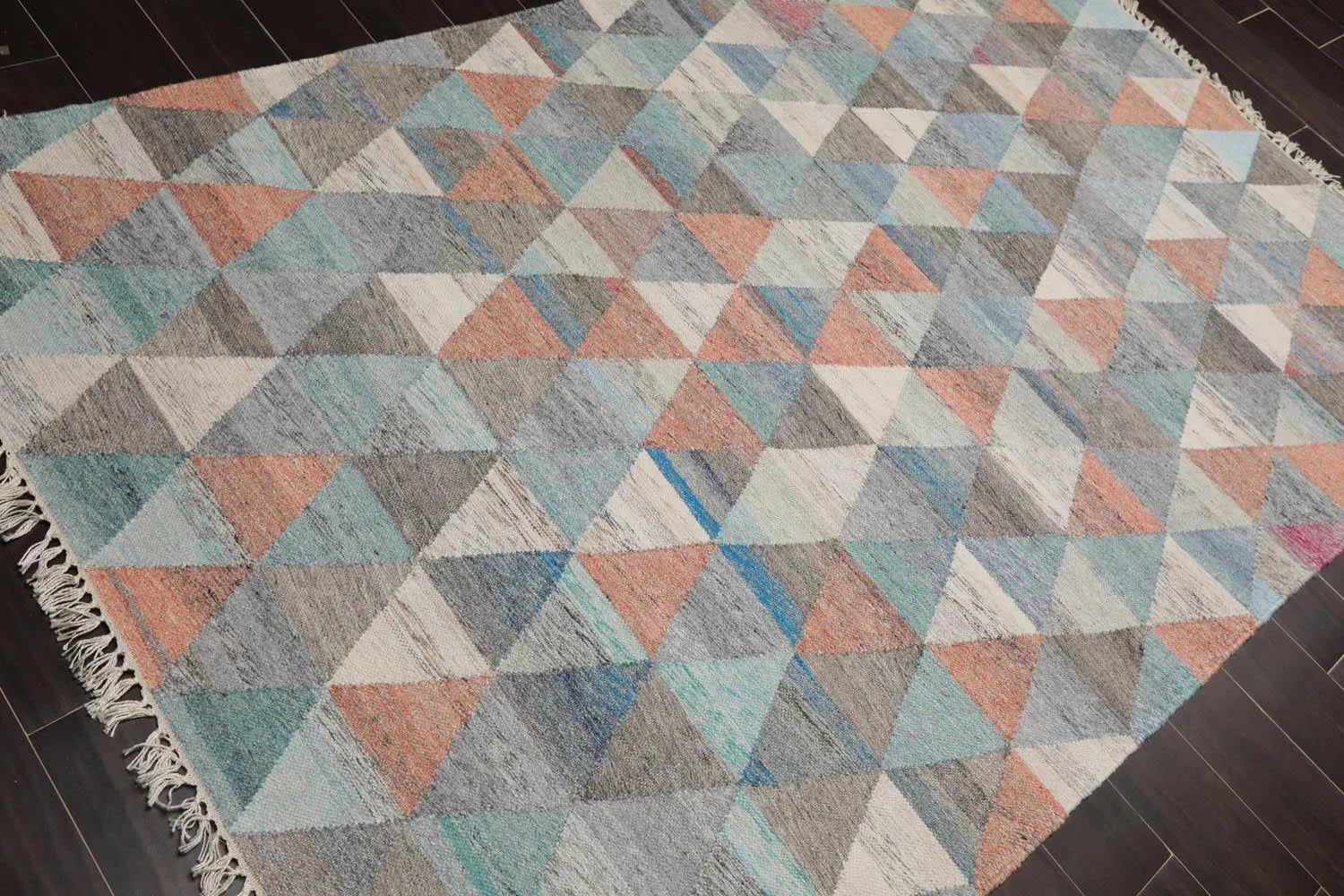 5' x 8' Indoor Outdoor  Hand Woven 100% Recycled PET Yarn Modern Kilim Area Rug Beige-3
