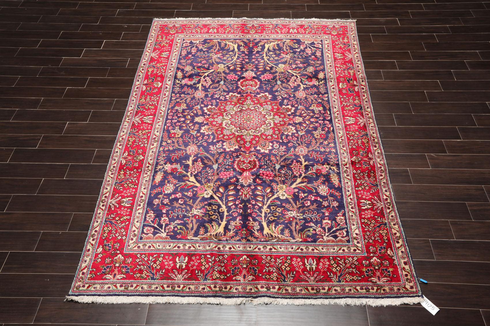 6'6'' x 9'10" Hand Knotted Wool Tabrizz Oriental Area Rug Royal Blue-2