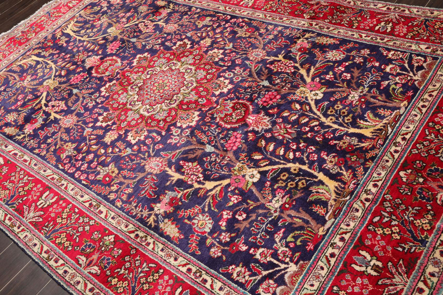6'6'' x 9'10" Hand Knotted Wool Tabrizz Oriental Area Rug Royal Blue-3