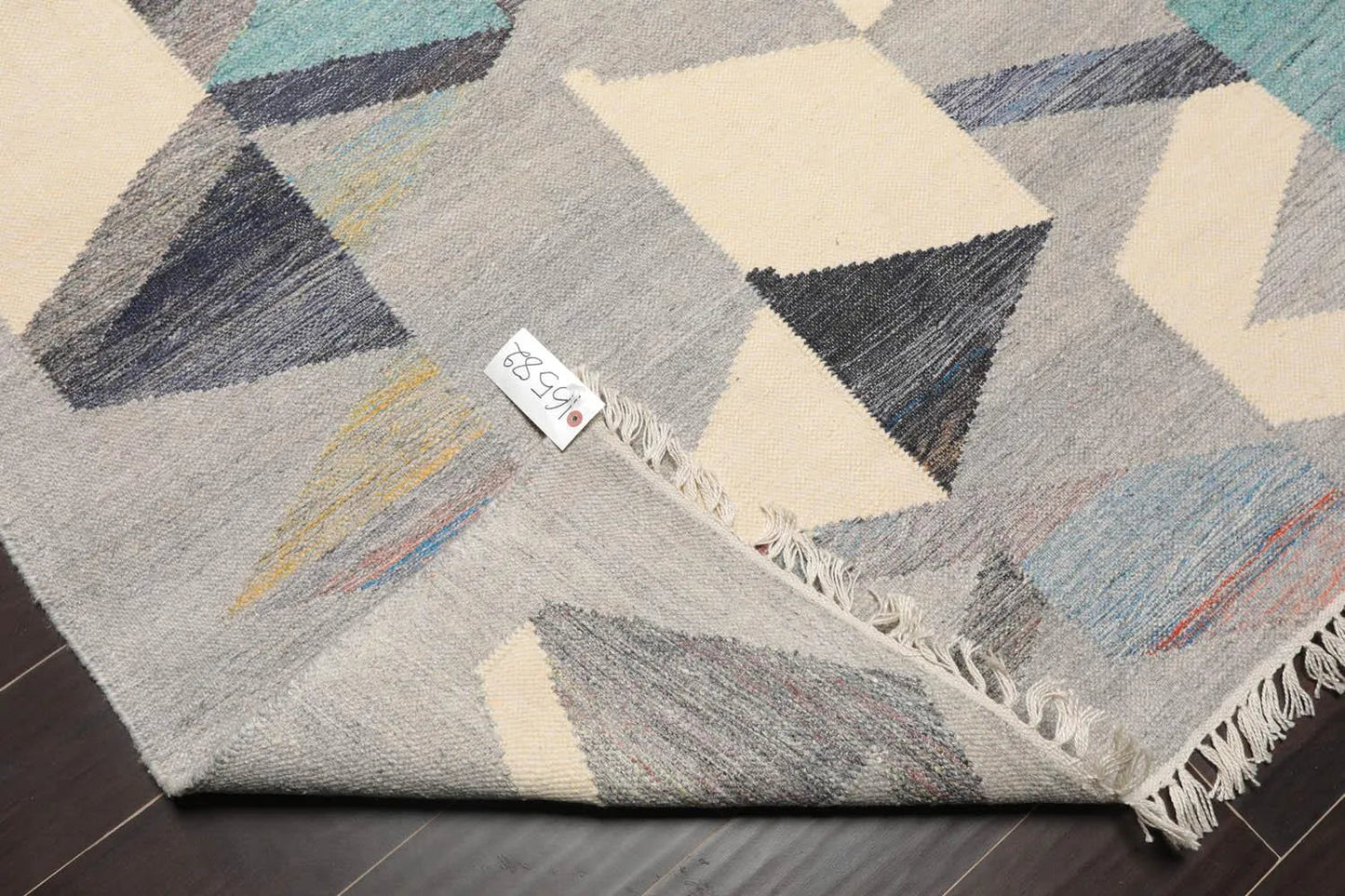 5' x 8' Indoor Outdoor Hand Woven 100% Recycled PET Yarn Modern Kilim Area Rug Gray-4
