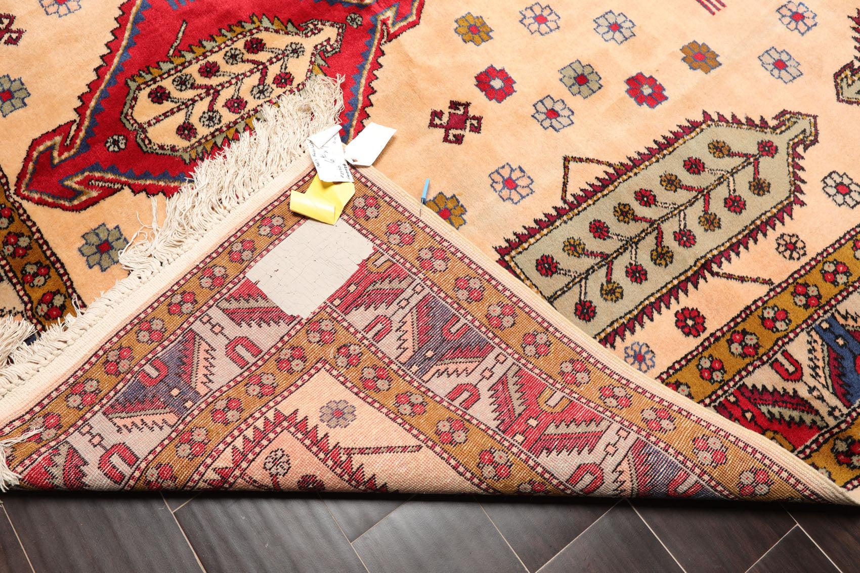 6'6" x 9'4" Hand Knotted Handmade Wool Arts & Craft Kazak Area Rug Light Peach-3