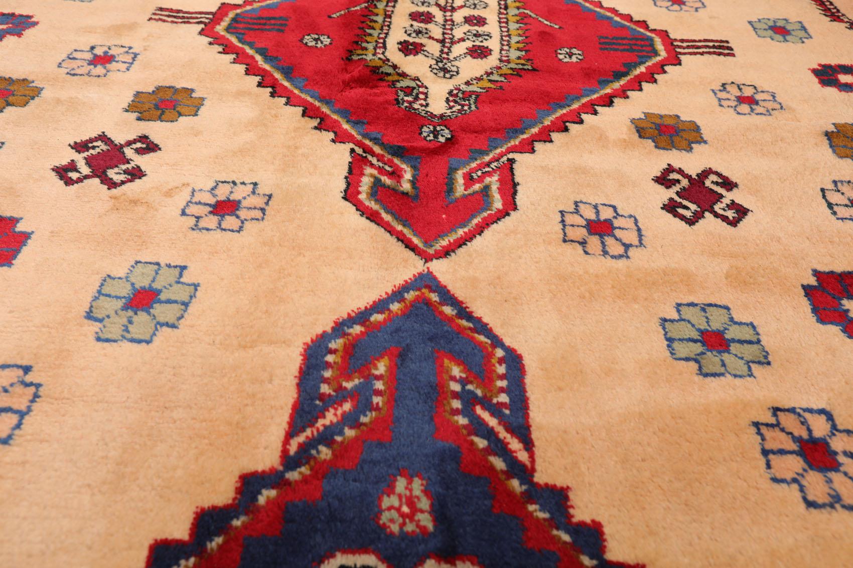 6'6" x 9'4" Hand Knotted Handmade Wool Arts & Craft Kazak Area Rug Light Peach-4