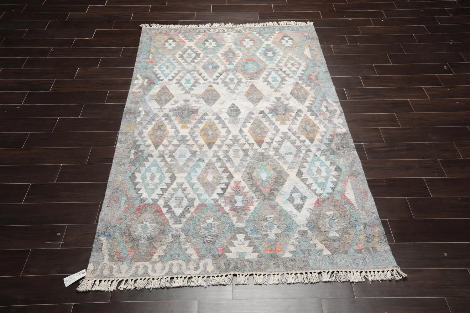 5' x 8'  Indoor Outdoor Hand Woven 100% Recycled PET Yarn Modern Kilim Area Rug Beige-1