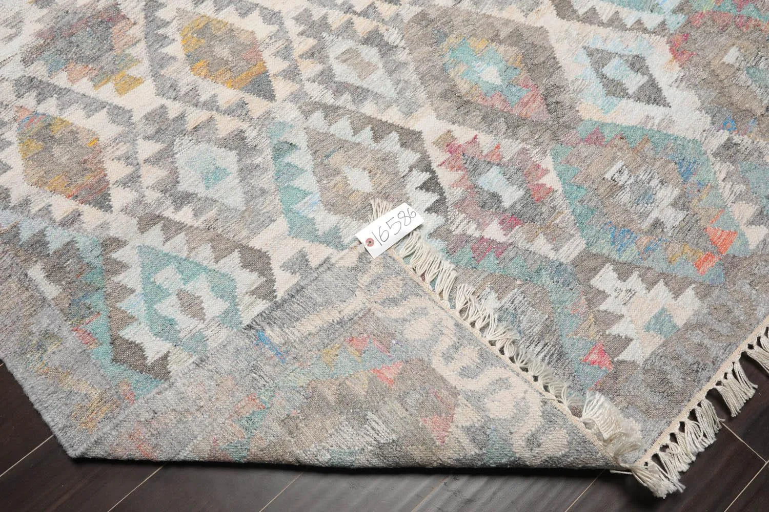 5' x 8'  Indoor Outdoor Hand Woven 100% Recycled PET Yarn Modern Kilim Area Rug Beige-4