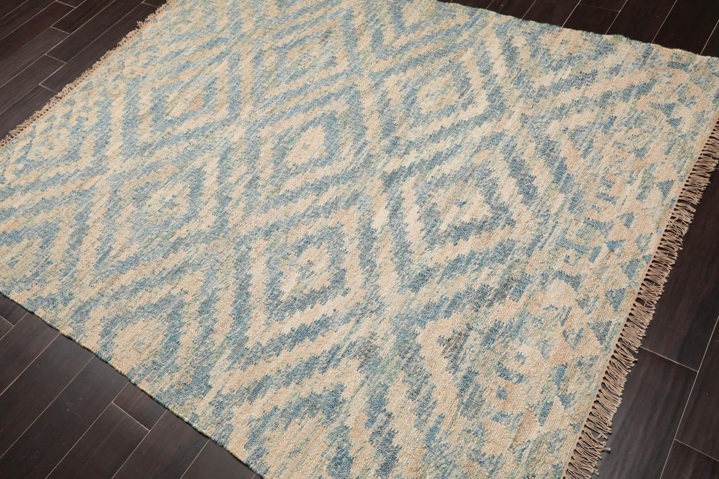5'9" x 7'2" Hand Woven Natural Fiber Jute Southwestern Flatweave Kilim Area Rug-2
