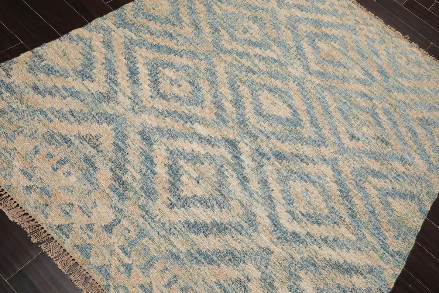 5'9" x 7'2" Hand Woven Natural Fiber Jute Southwestern Flatweave Kilim Area Rug-3