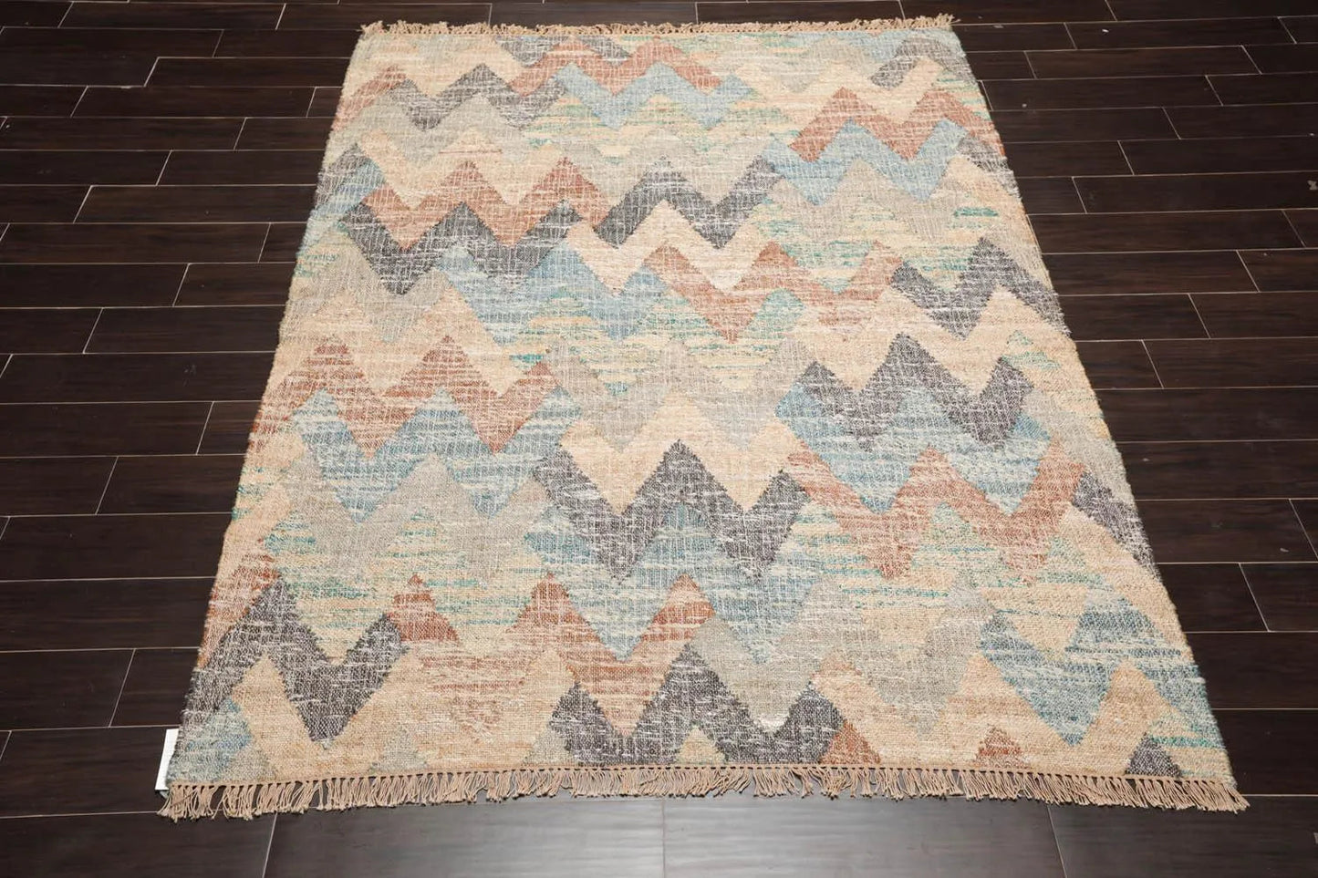5’7” x 7’6” Hand Woven Natural Fiber Jute Southwestern Flatweave Kilim Area Rug-1