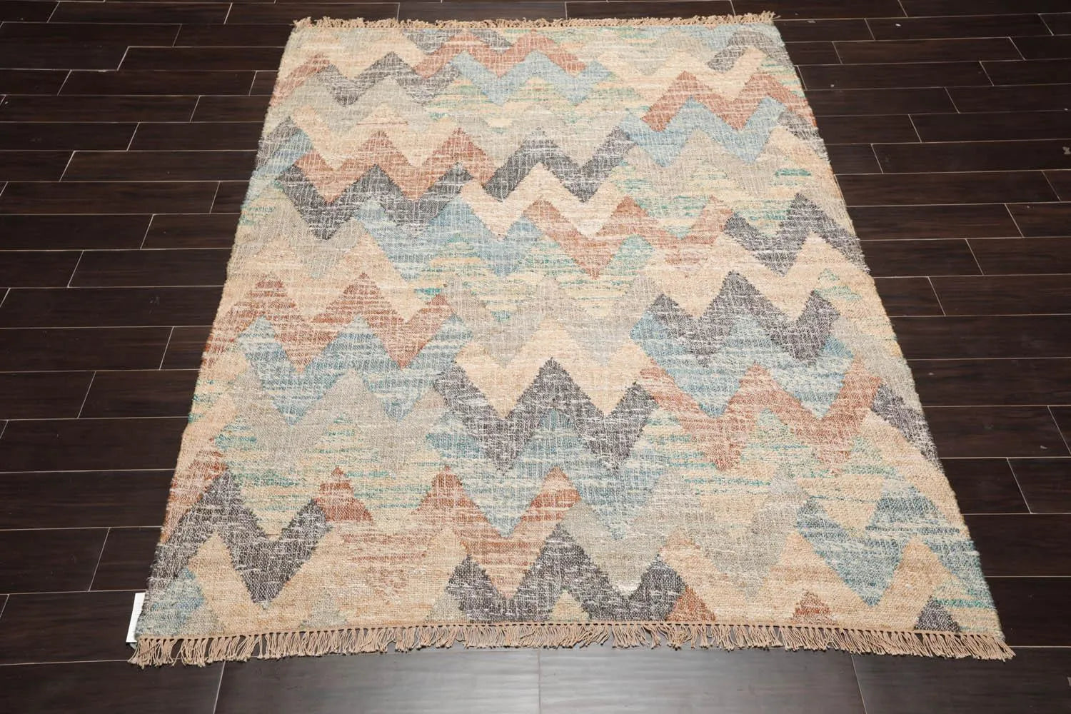 5’7” x 7’6” Hand Woven Natural Fiber Jute Southwestern Flatweave Kilim Area Rug-1