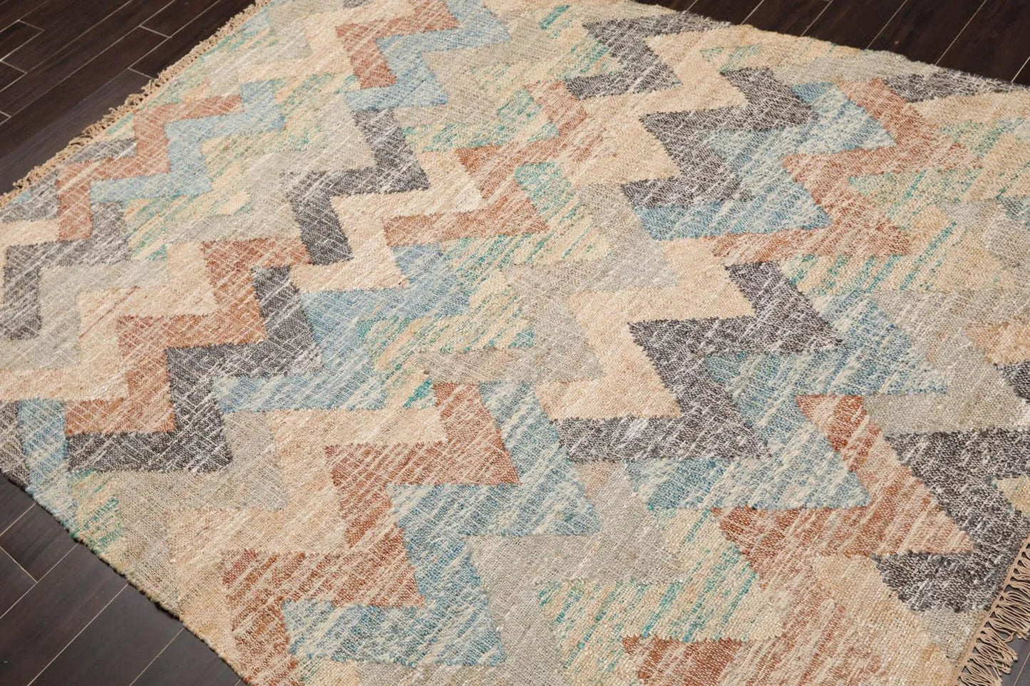 5’7” x 7’6” Hand Woven Natural Fiber Jute Southwestern Flatweave Kilim Area Rug-2
