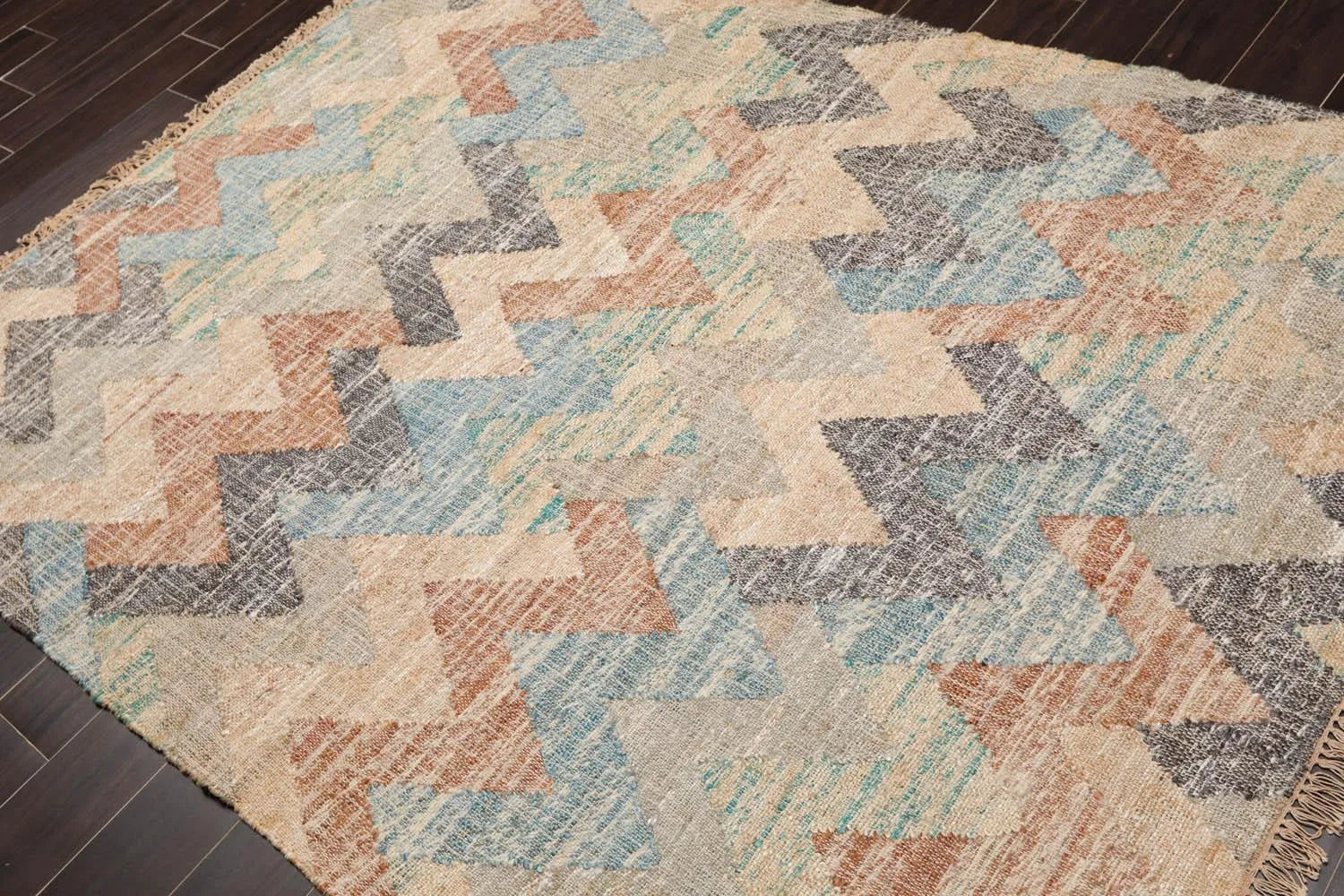 5’7” x 7’6” Hand Woven Natural Fiber Jute Southwestern Flatweave Kilim Area Rug-2