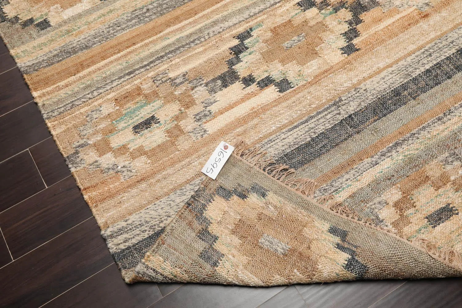 5’5”x7’3”Hand Woven Natural Fiber Jute Southwestern Flatweave Kilim Area Rug-3