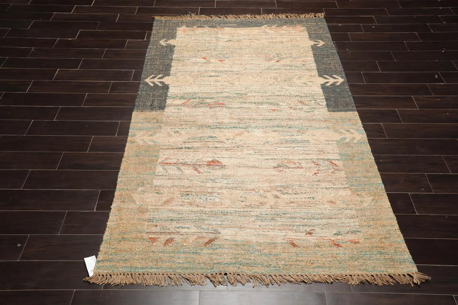 5’2” x 8’2” Hand Woven Natural Fiber Jute Modern Flatweave Kilim Area Rug-1