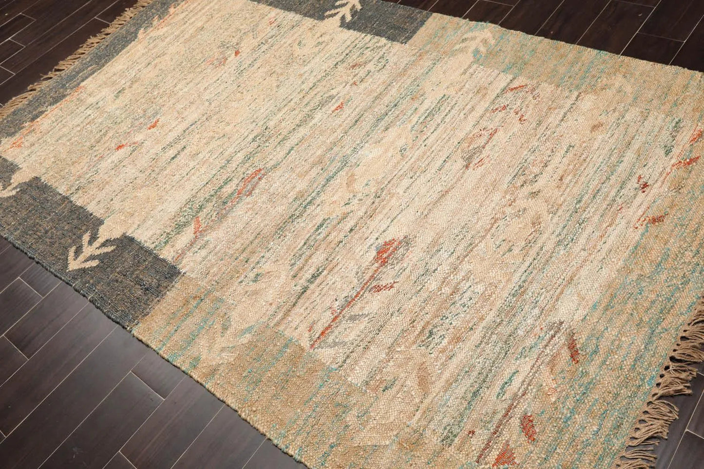 5’2” x 8’2” Hand Woven Natural Fiber Jute Modern Flatweave Kilim Area Rug-2