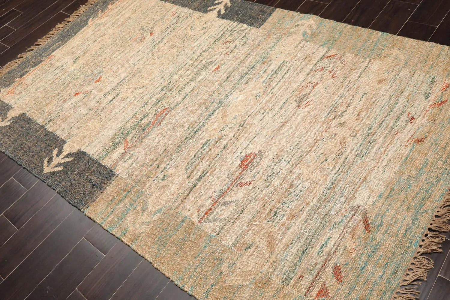 5’2” x 8’2” Hand Woven Natural Fiber Jute Modern Flatweave Kilim Area Rug-2