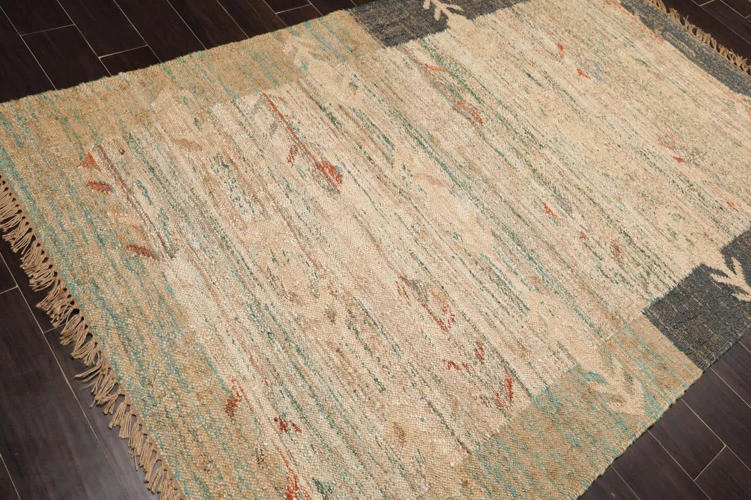 5’2” x 8’2” Hand Woven Natural Fiber Jute Modern Flatweave Kilim Area Rug-4