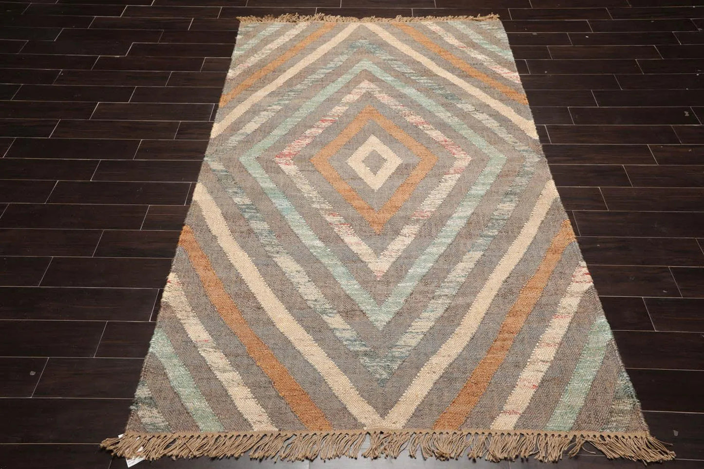5’3” x 8’6” Hand Woven Natural Fiber Jute Modern Flatweave Kilim Area Rug-1