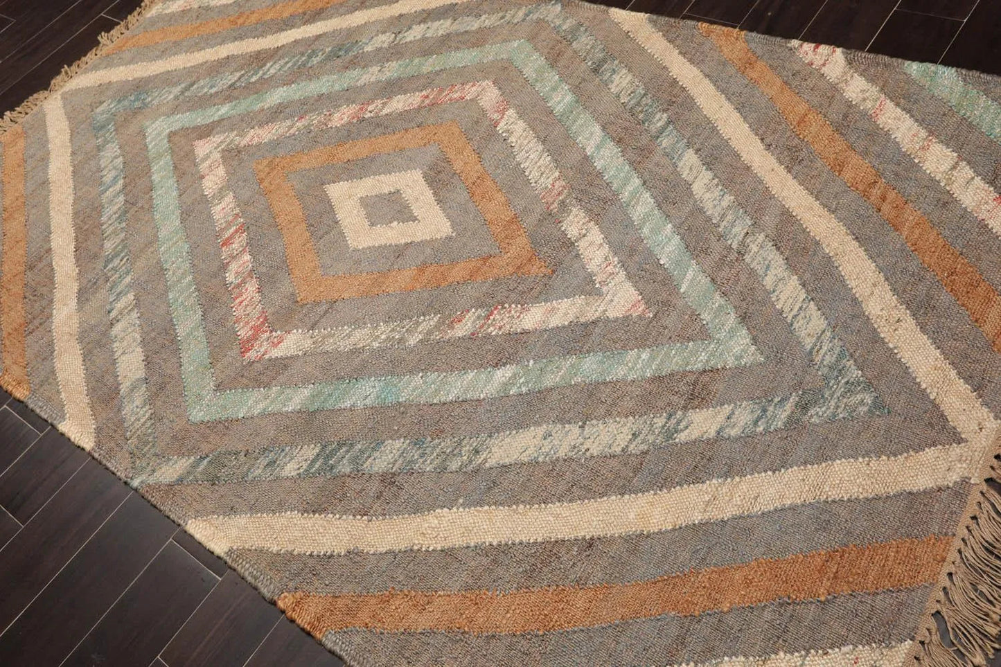 5’3” x 8’6” Hand Woven Natural Fiber Jute Modern Flatweave Kilim Area Rug-2