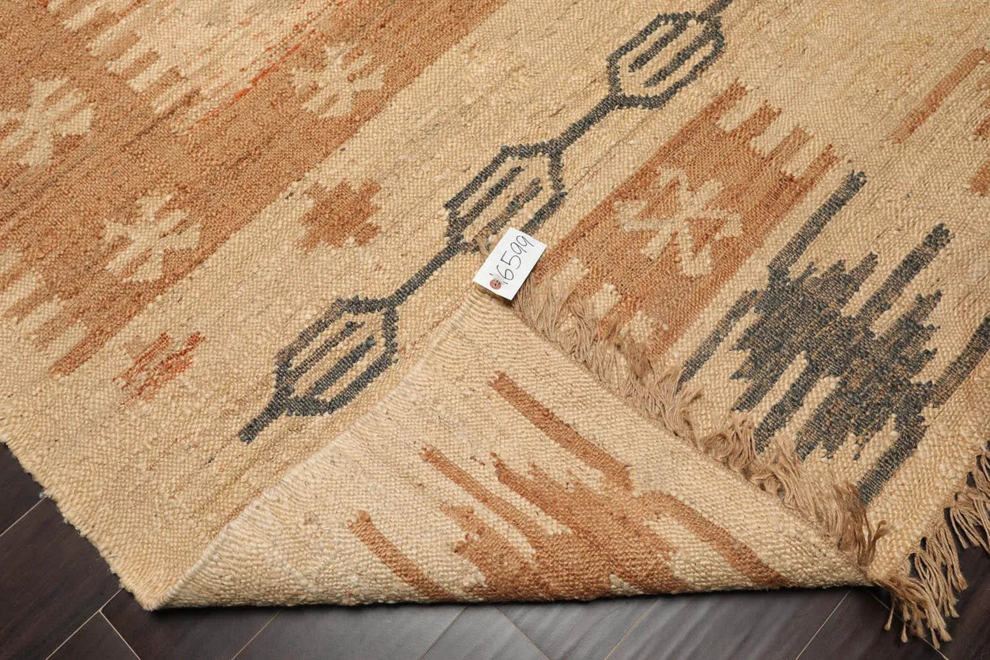 5’2” x 8’3”Hand Woven Natural Fiber Jute Southwestern Flatweave Kilim Area Rug-4