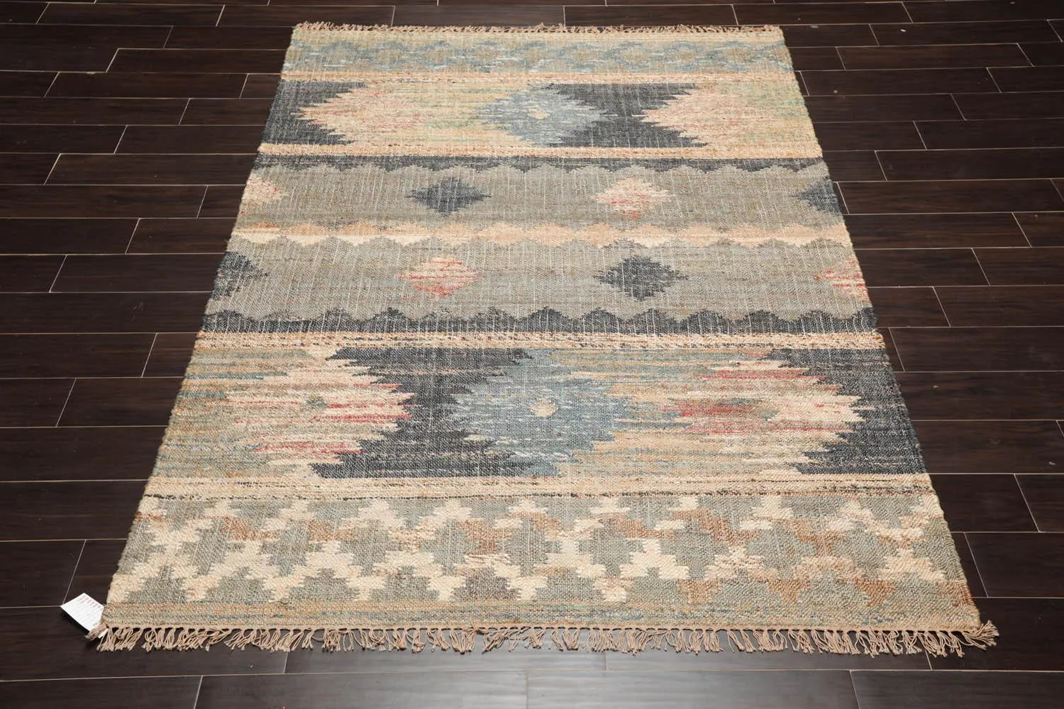 5'6''x7'3'' Hand Woven Natural Fiber Jute Southwestern Flatweave Kilim Area Rug-1