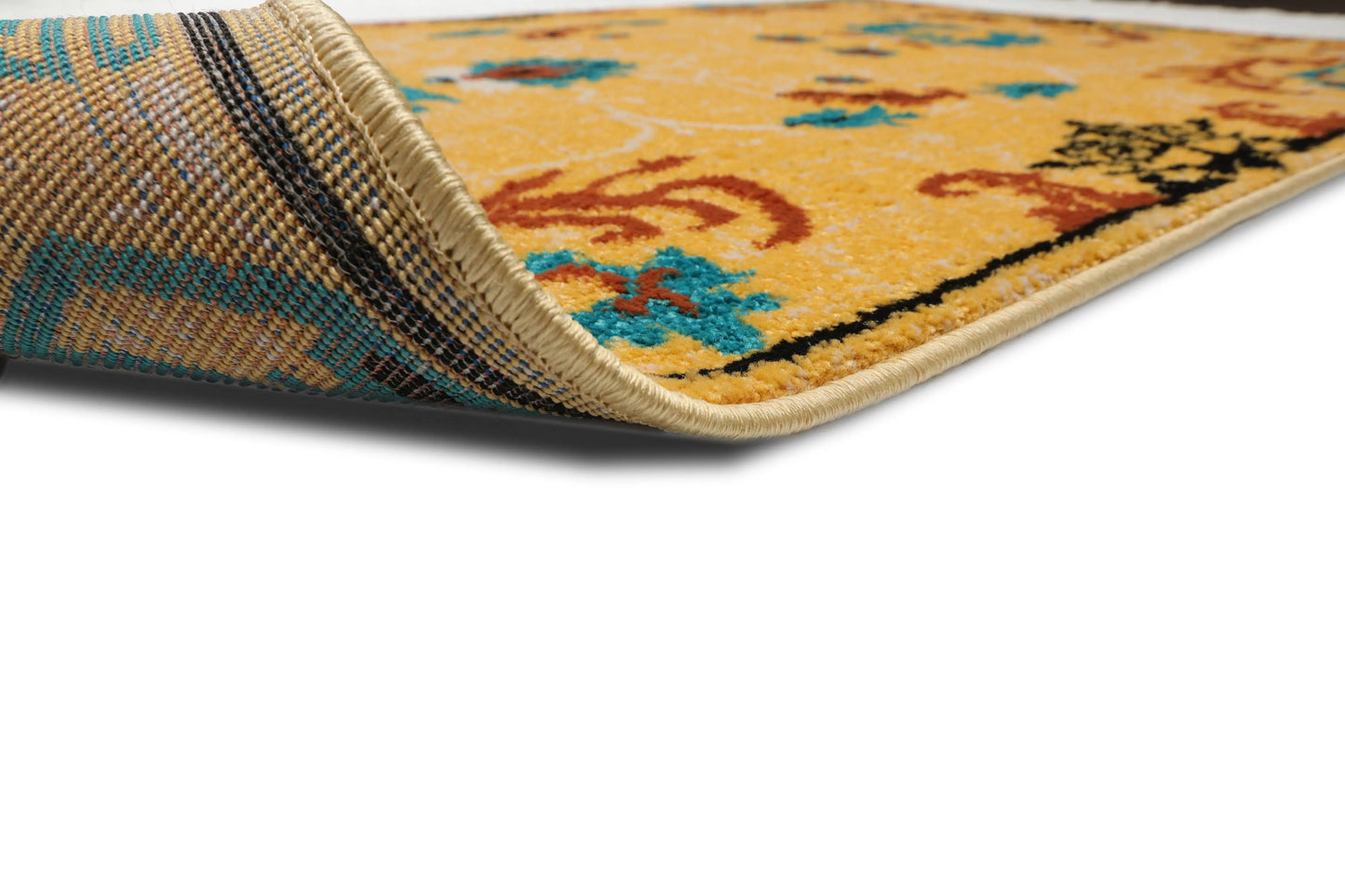 Multi Size Beige, Aqua Machine-Made Polypropylene Cavalier Design Traditional Persian Oriental Area Rug-3