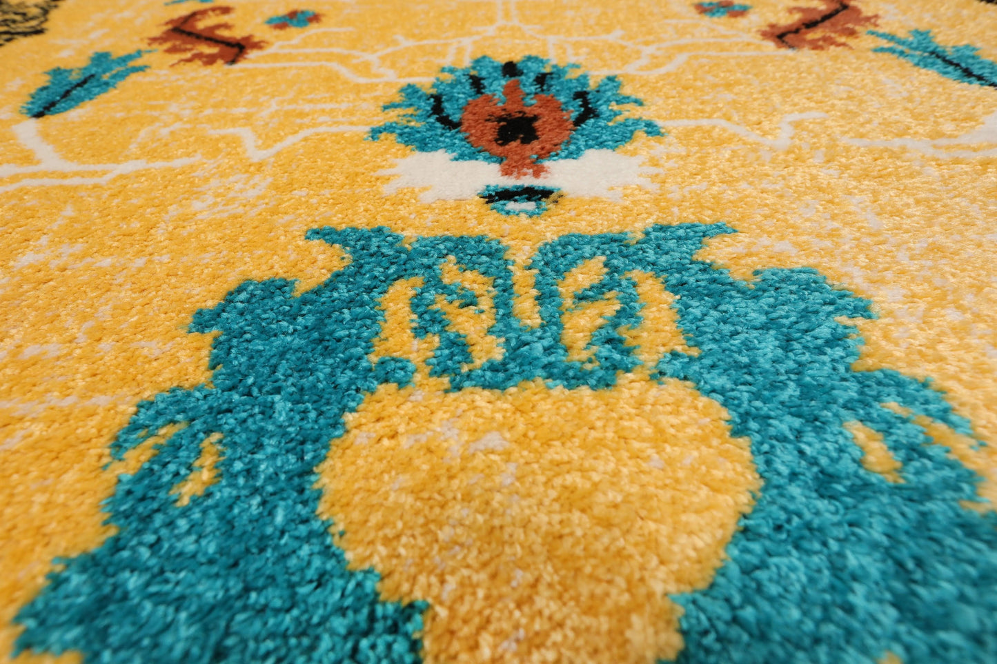 Multi Size Beige, Aqua Machine-Made Polypropylene Cavalier Design Traditional Persian Oriental Area Rug-4