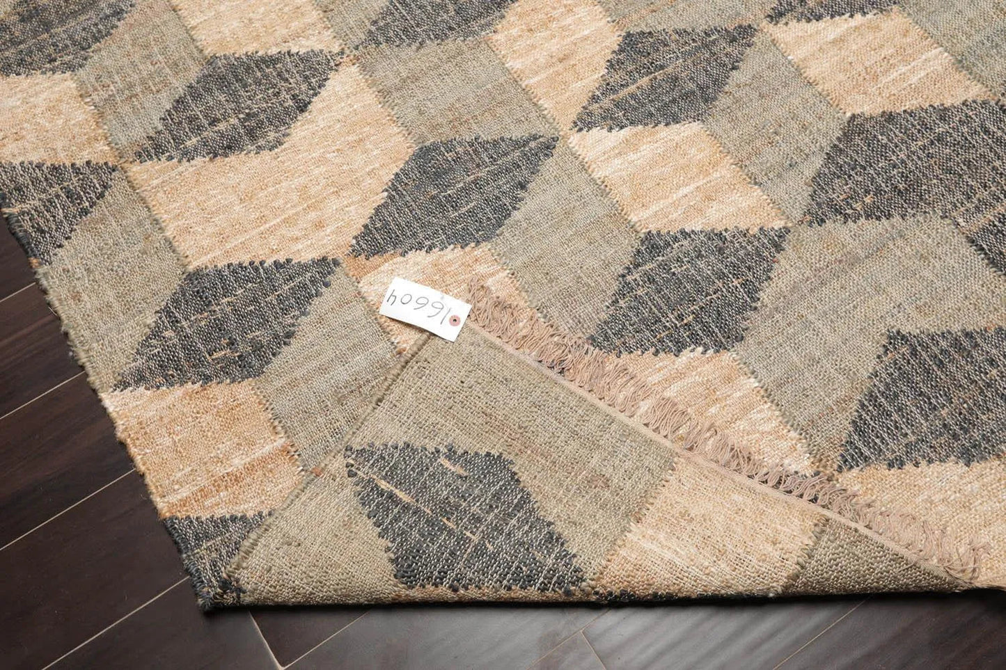 5’6”x7’9”Hand Woven Natural Fiber Jute Modern Graphic Flatweave Kilim Area Rug-4