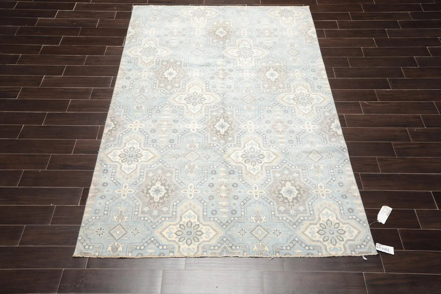 6' x 9' Hand Knotted 100% Wool Geometric Transitional Oriental Area Rug Blue-2