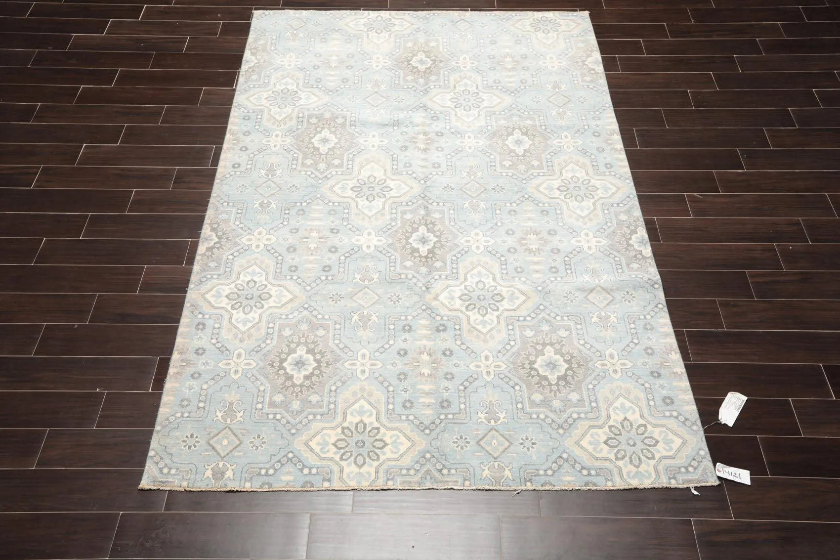 6' x 9' Hand Knotted 100% Wool Geometric Transitional Oriental Area Rug Blue-2