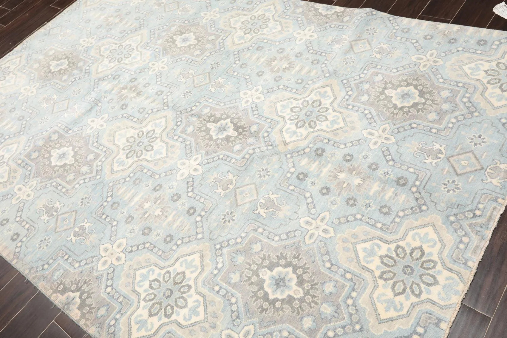 6' x 9' Hand Knotted 100% Wool Geometric Transitional Oriental Area Rug Blue-3