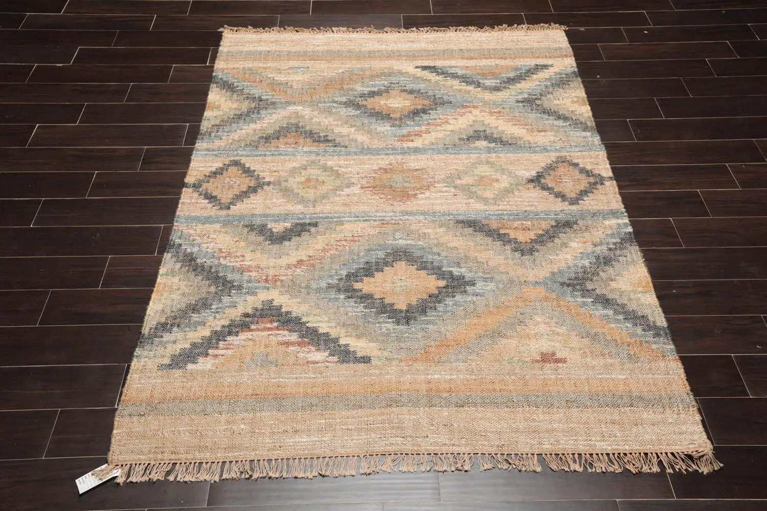 5’4” x 7’3 Hand Woven Natural Fiber Jute Southwestern Flatweave Kilim Area Rug-1