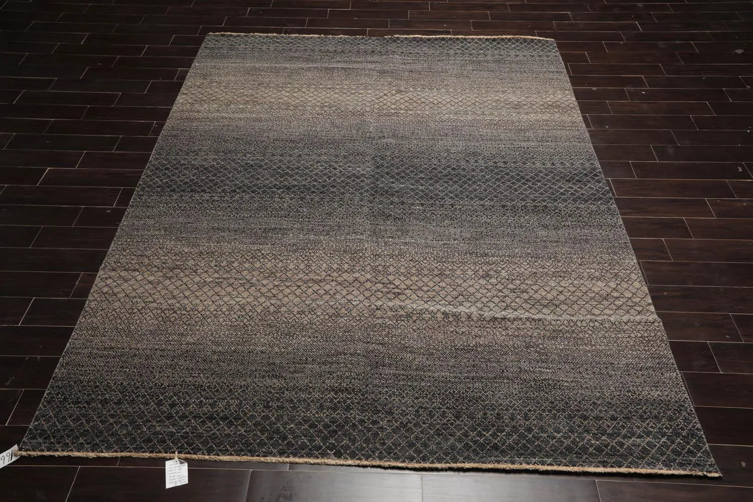 8' x 10' Hand Knotted 100% Wool Modern Oriental Area Rug Gray, Beige-2