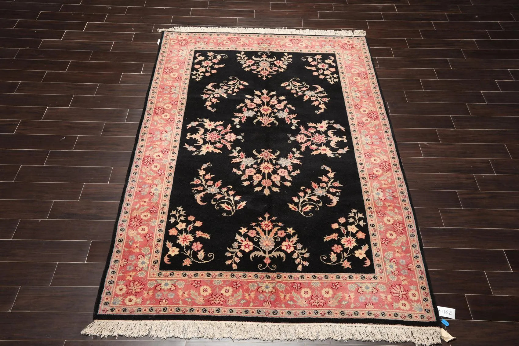 6' x 9' Hand Knotted 100% Wool Rare Romanian Saroukk Area Rug Black-2
