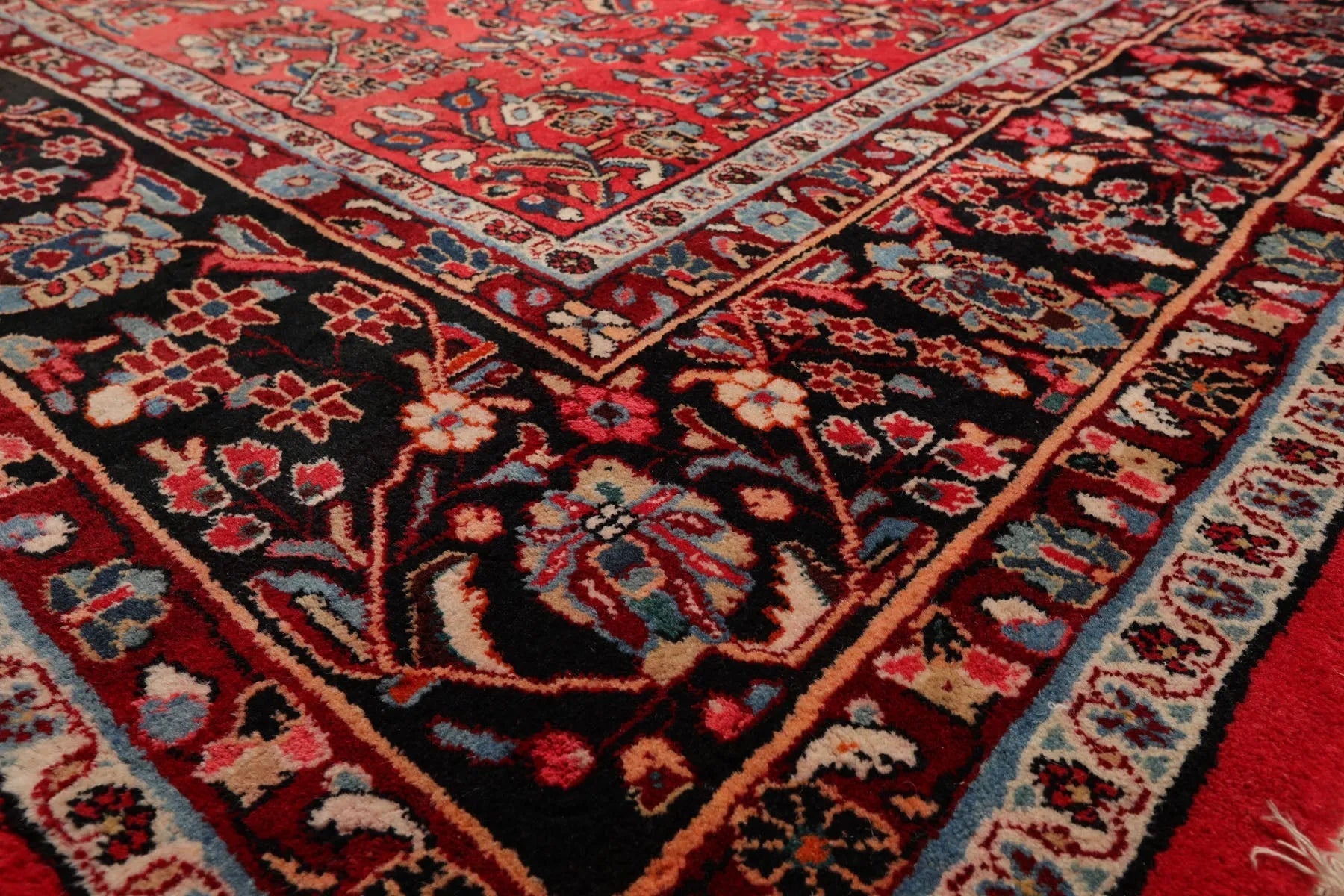 8'10''x16'3'' Oversize Coral Hand Knotted Traditional Heriz Medallion Wool Oriental Area Rug-2