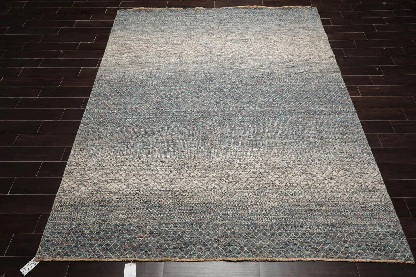 8' x 10' Hand Knotted 100% Wool Modern Oriental Area Rug Ivory, Blue, Aqua-2
