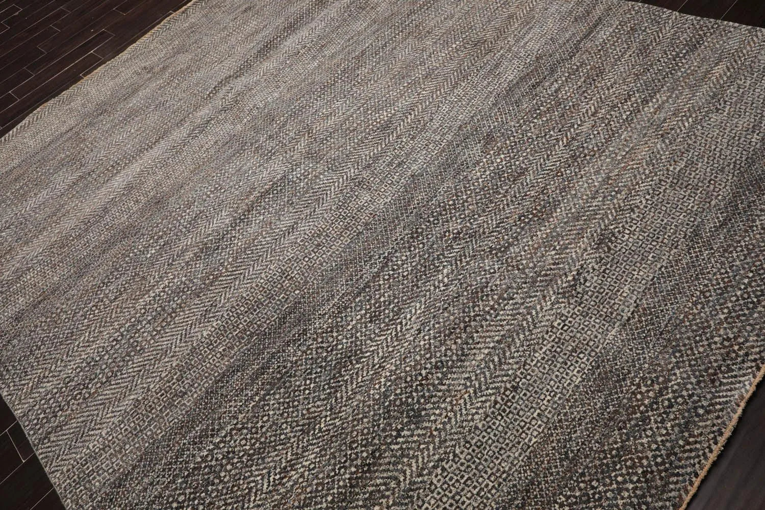 8' x 10' Hand Knotted 100% Wool Modern Oriental Area Rug Ivory, Gray, Brown-3