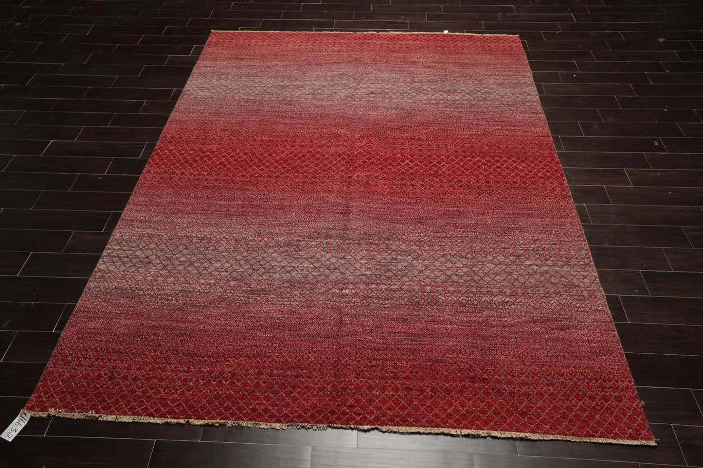 8' x 10' Hand Knotted 100% Wool Modern Oriental Area Rug Red, Gray, Beige-2