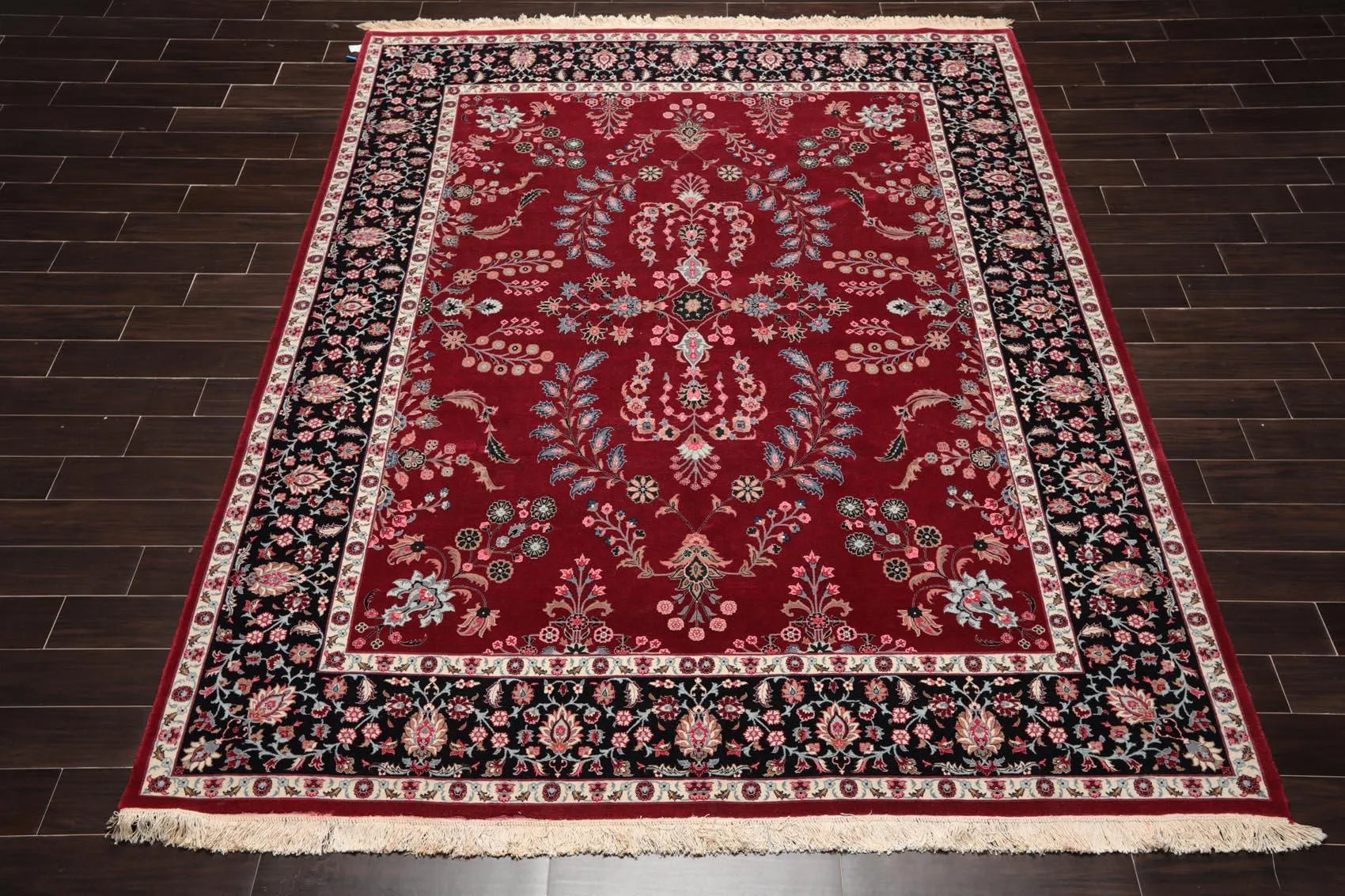 8'3'' x 10'4'' Hand Knotted Wool PakPersian 16/18 Saroukk 300 KPSI Area Rug Wine-1