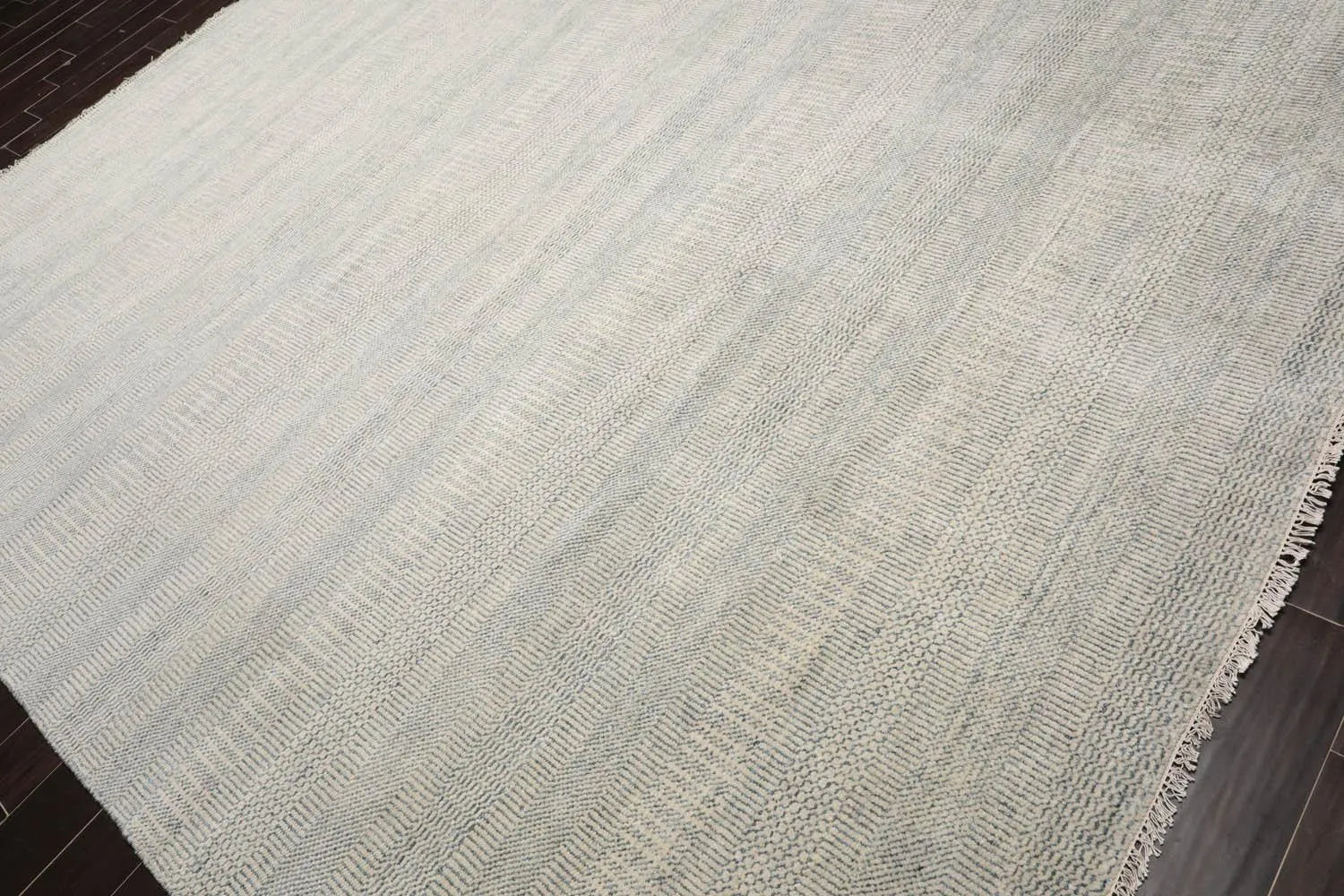 Multi Sizes Blue Hand Knotted Wool and Silk Modern Oriental Area Rug-2