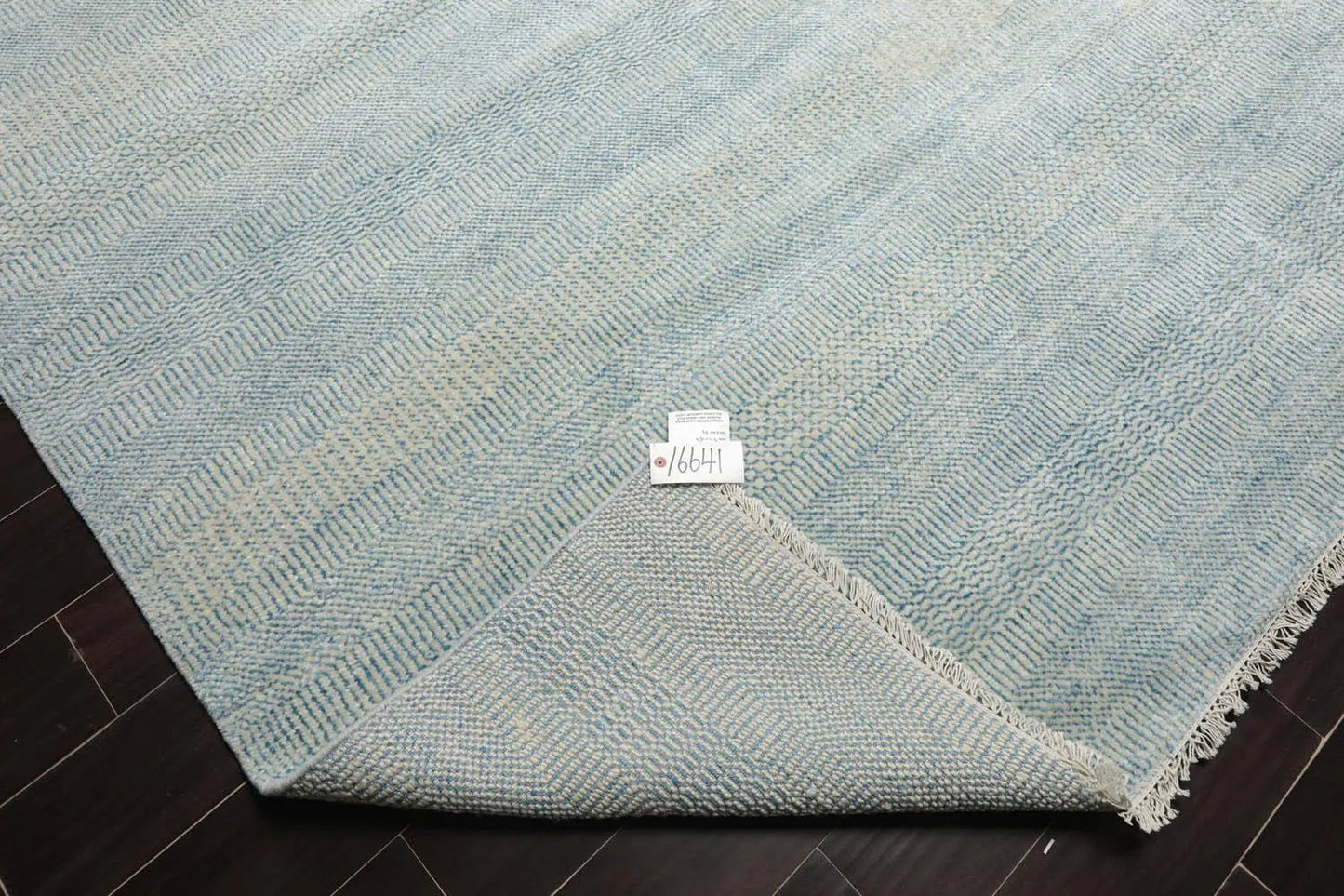 Multi Sizes Blue Hand Knotted Wool and Silk Modern Oriental Area Rug-4