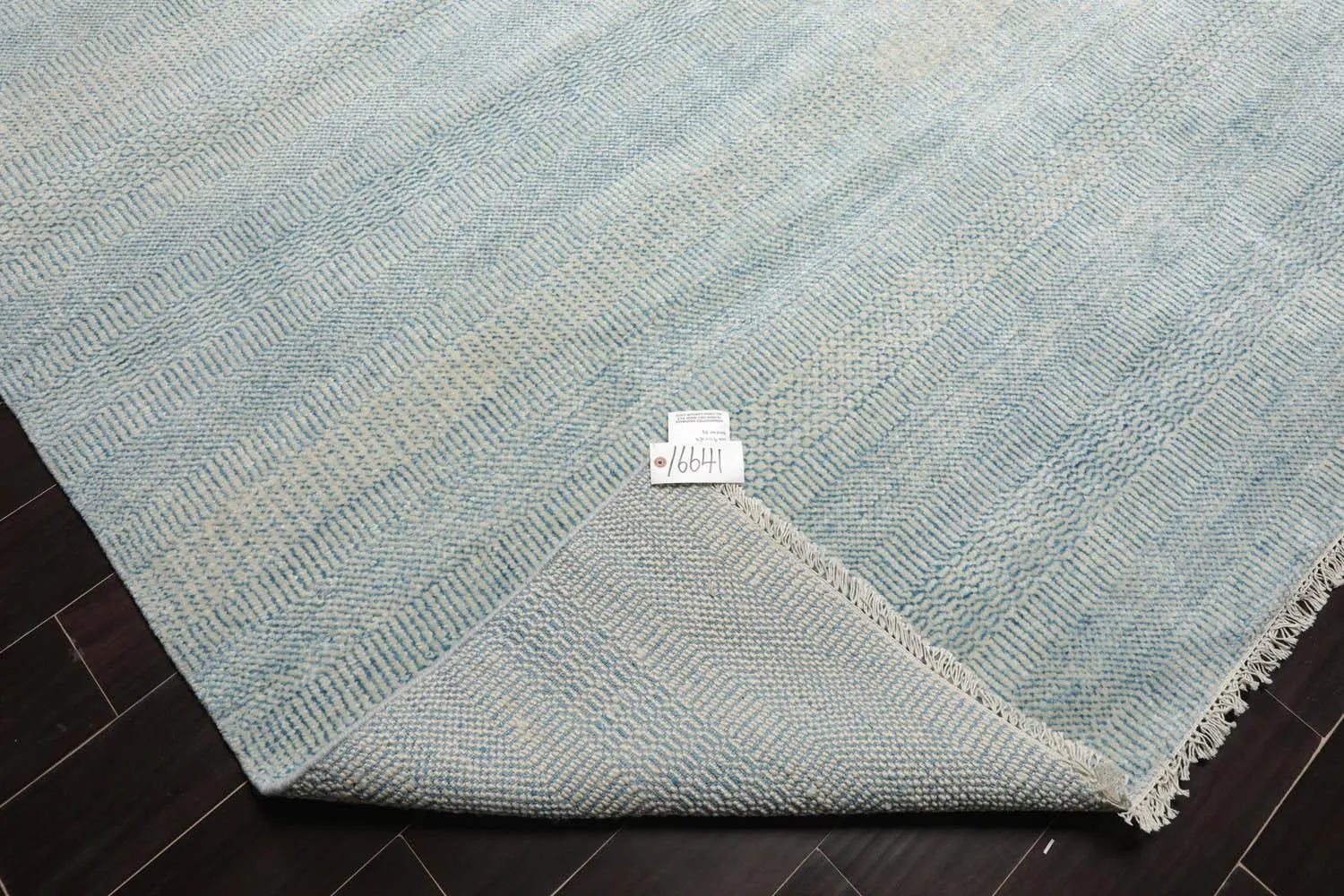Multi Sizes Blue Hand Knotted Wool and Silk Modern Oriental Area Rug-4