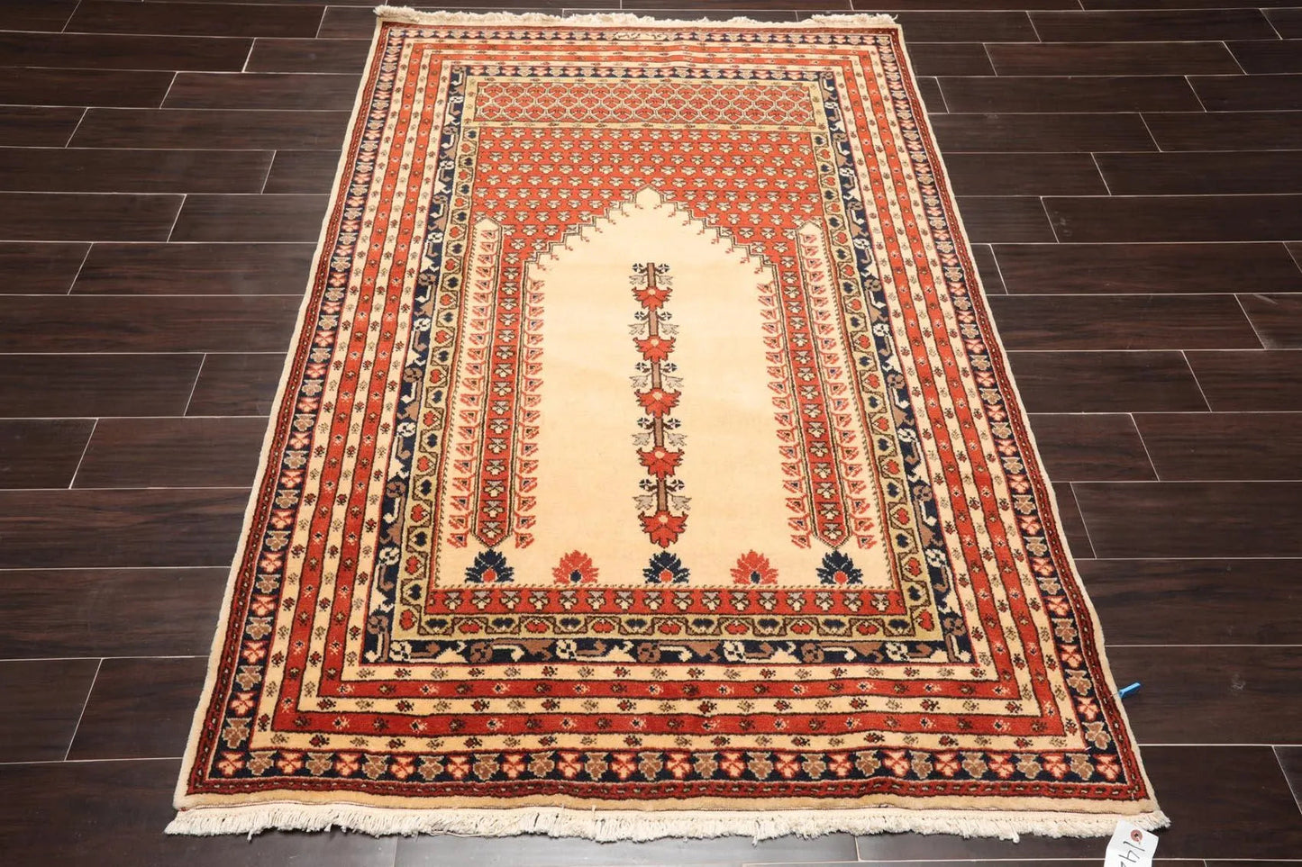 4'4'' x 6'4'' Hand Knotted 100% Wool Prayer Rug Oriental Area Rug Beige-1