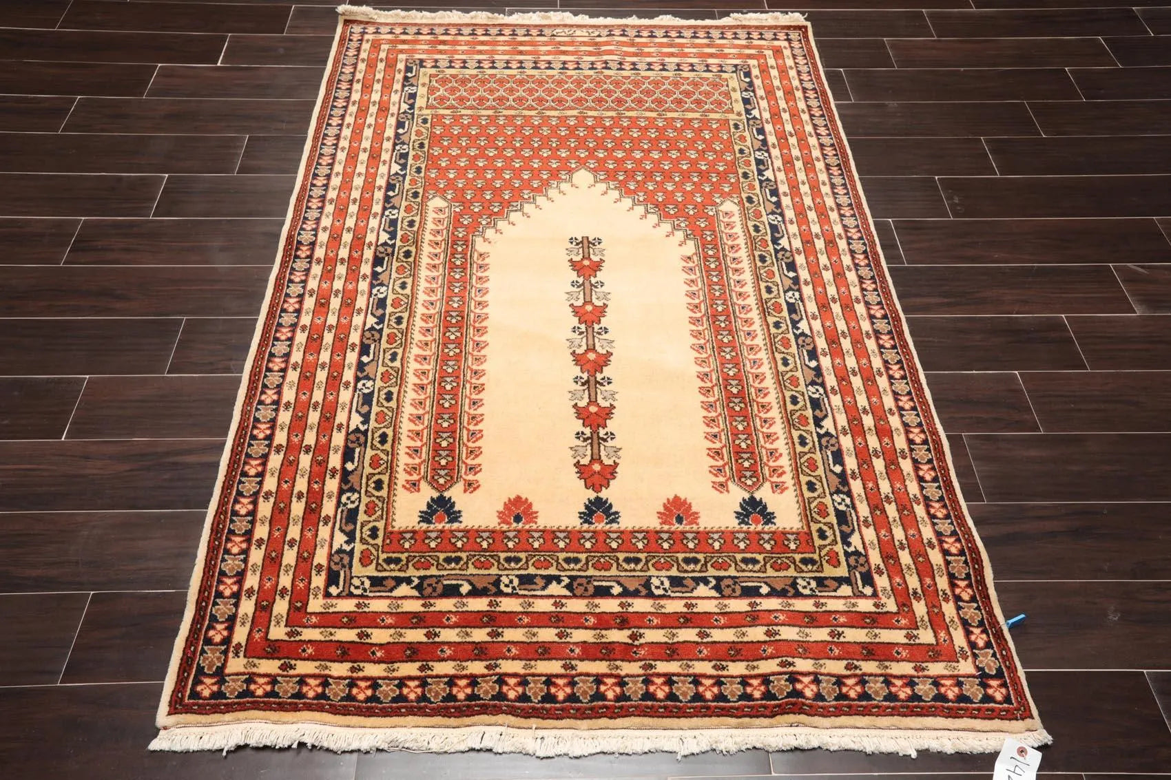 4'4'' x 6'4'' Hand Knotted 100% Wool Prayer Rug Oriental Area Rug Beige-1