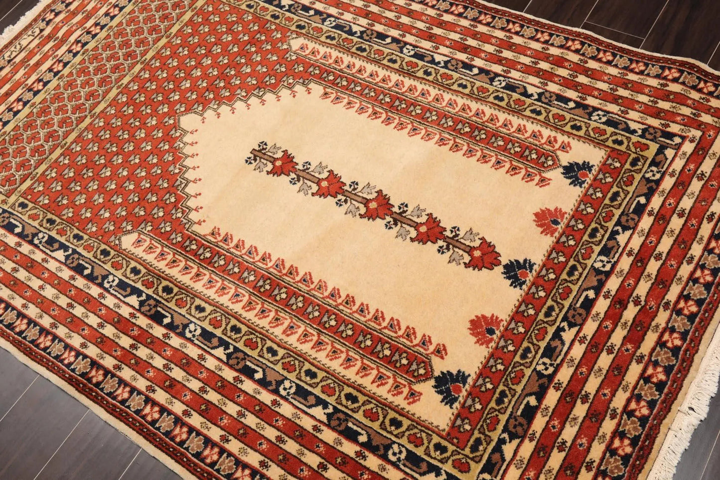 4'4'' x 6'4'' Hand Knotted 100% Wool Prayer Rug Oriental Area Rug Beige-2