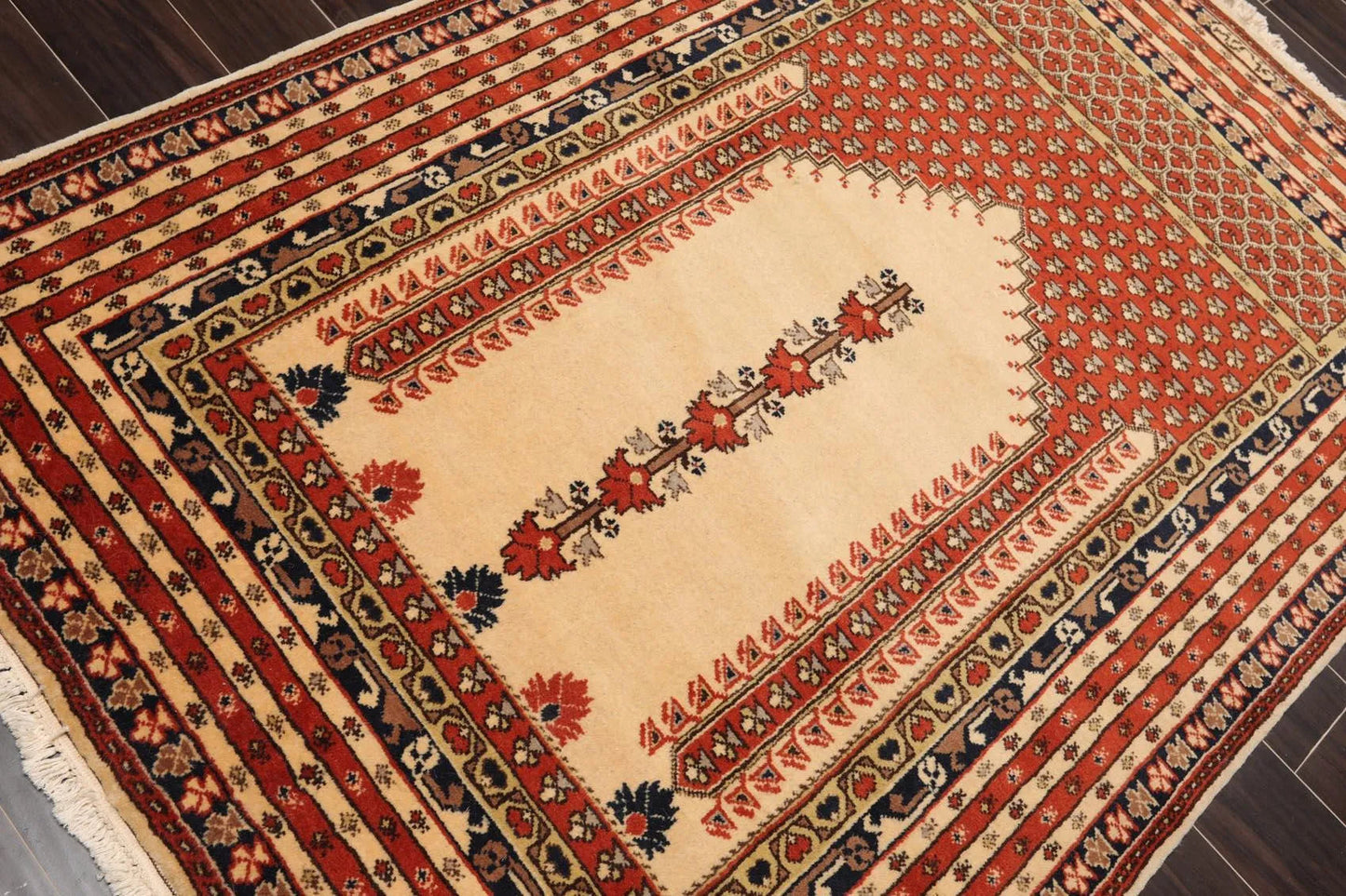 4'4'' x 6'4'' Hand Knotted 100% Wool Prayer Rug Oriental Area Rug Beige-3