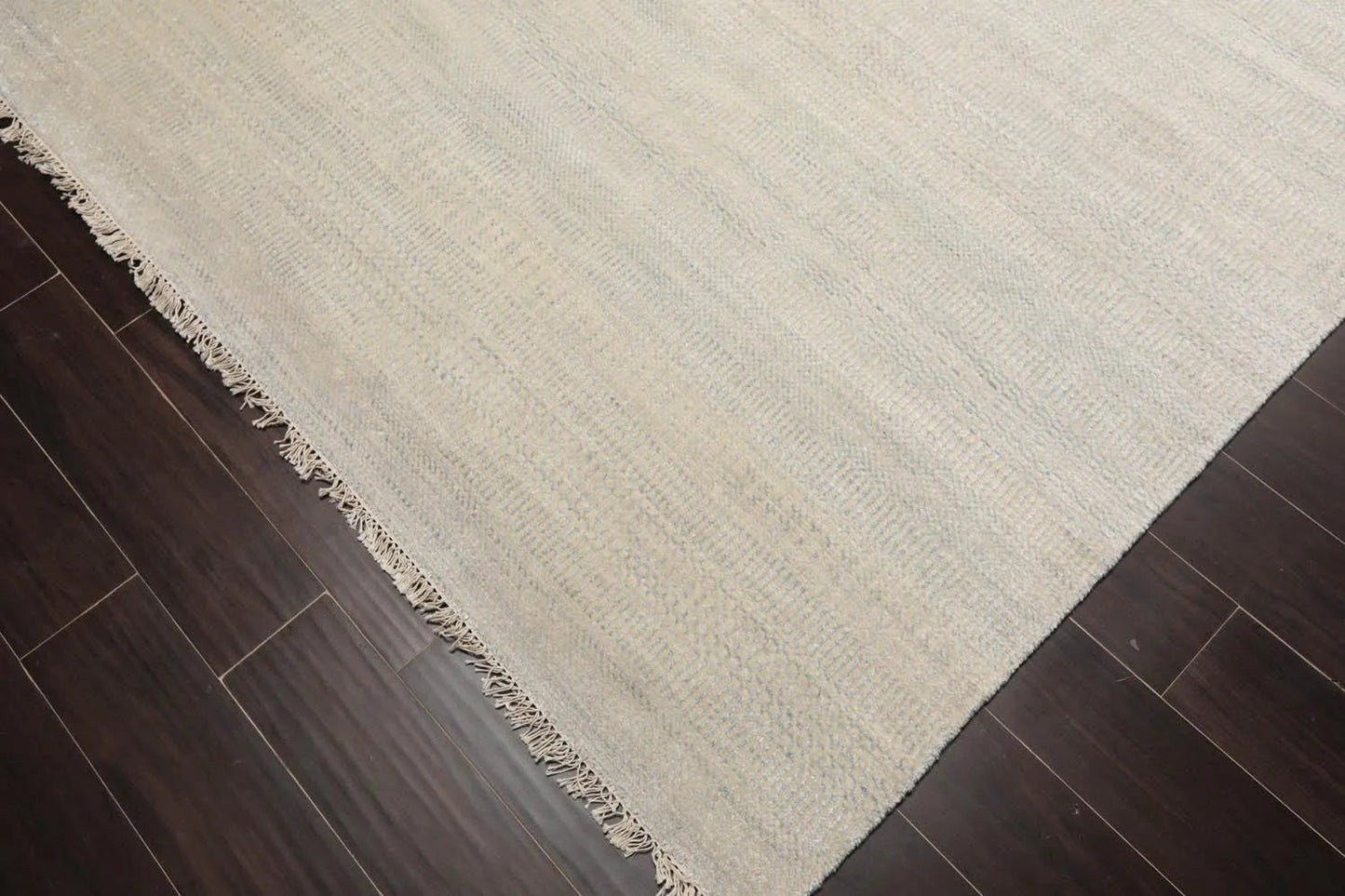 Multi Sizes Beige Hand Knotted Wool and Silk Modern Oriental Area Rug-3