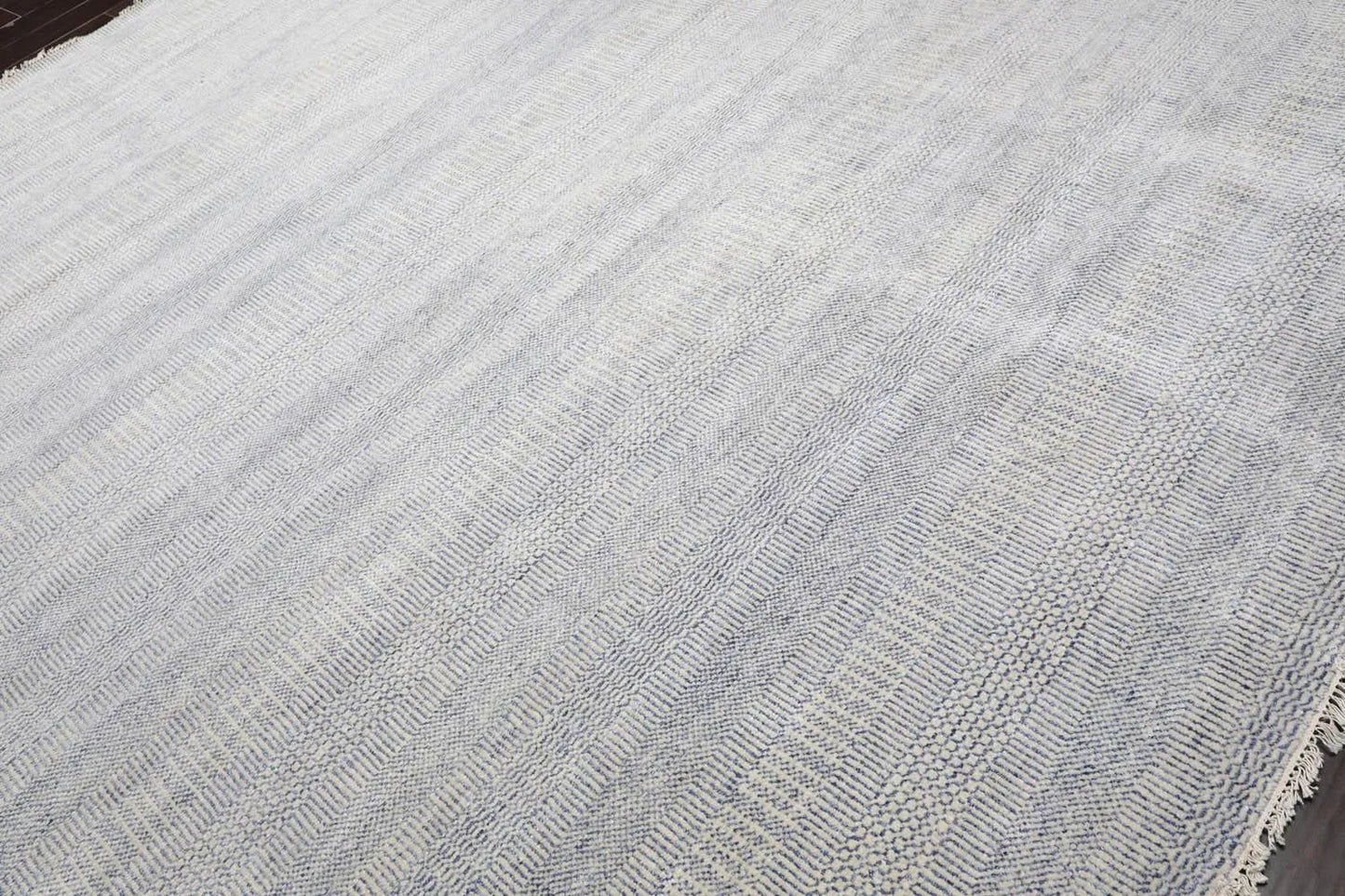 Multi Sizes Blue Hand Knotted Wool and Silk Modern Oriental Area Rug-1