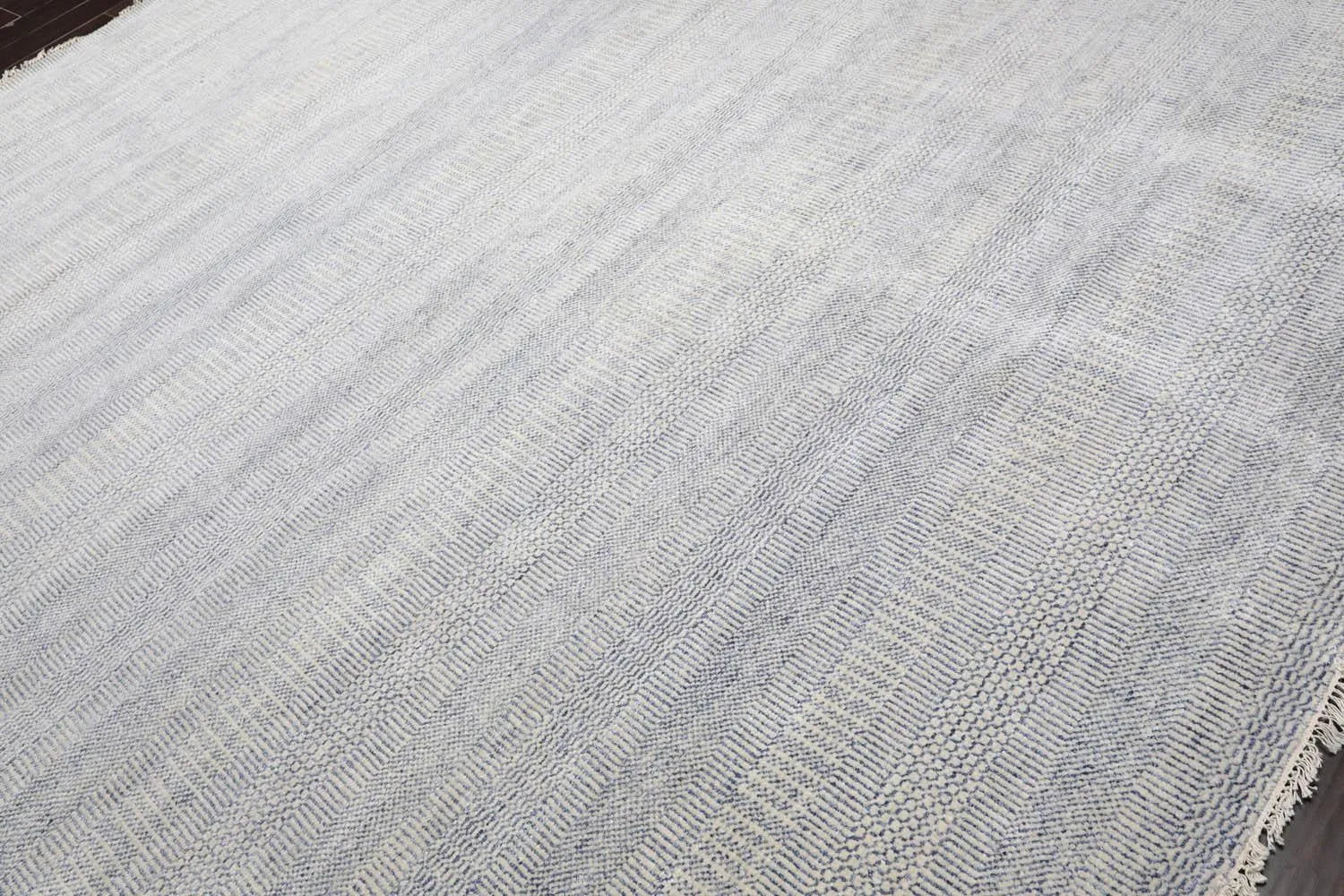Multi Sizes Blue Hand Knotted Wool and Silk Modern Oriental Area Rug-1